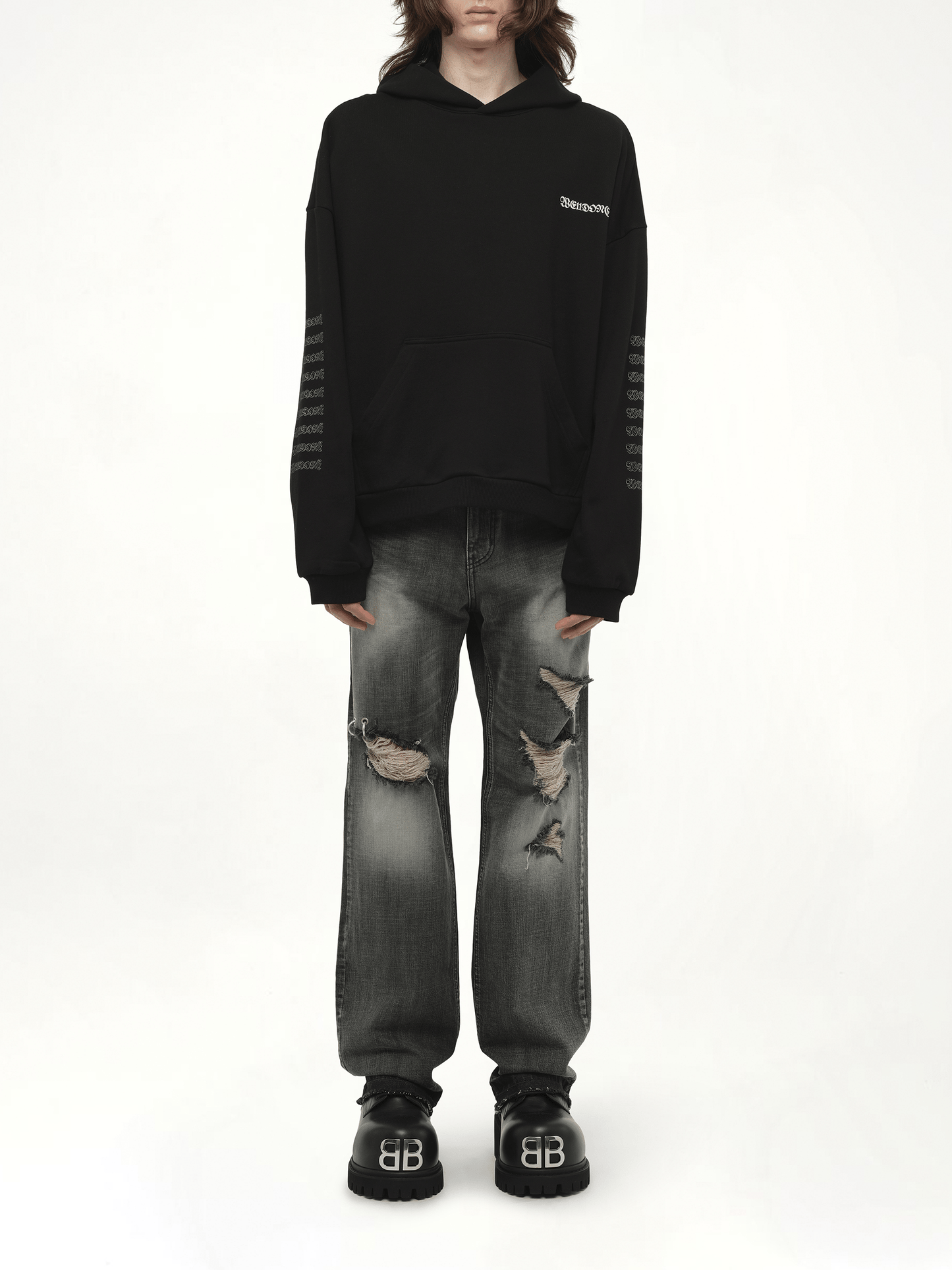 Punk Teddy Hoodie in Black