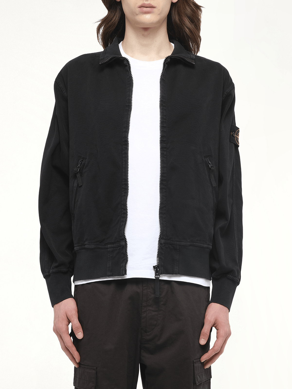 610005 Giubbotto Zip Up Cardigan in Black
