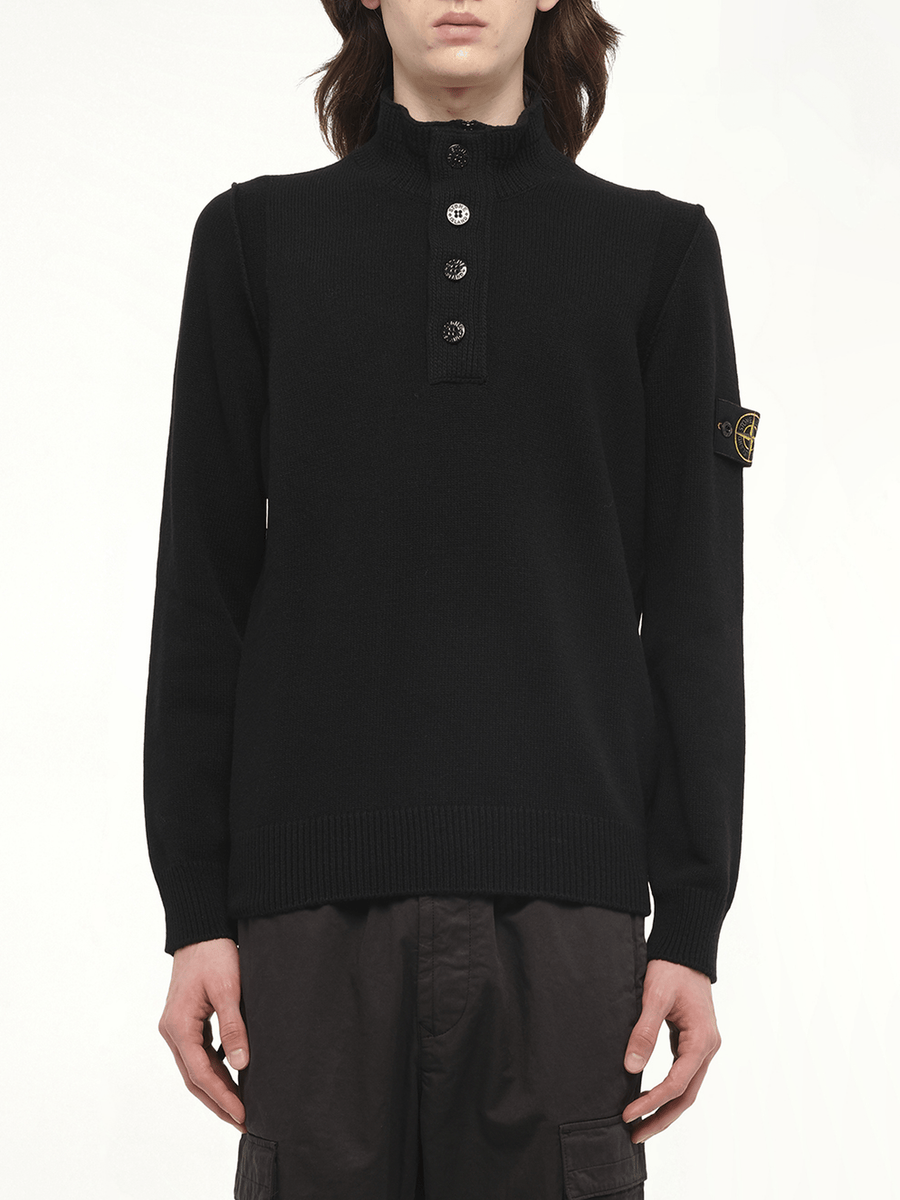 5100040 Lambswool Half-Zip Sweater in Black