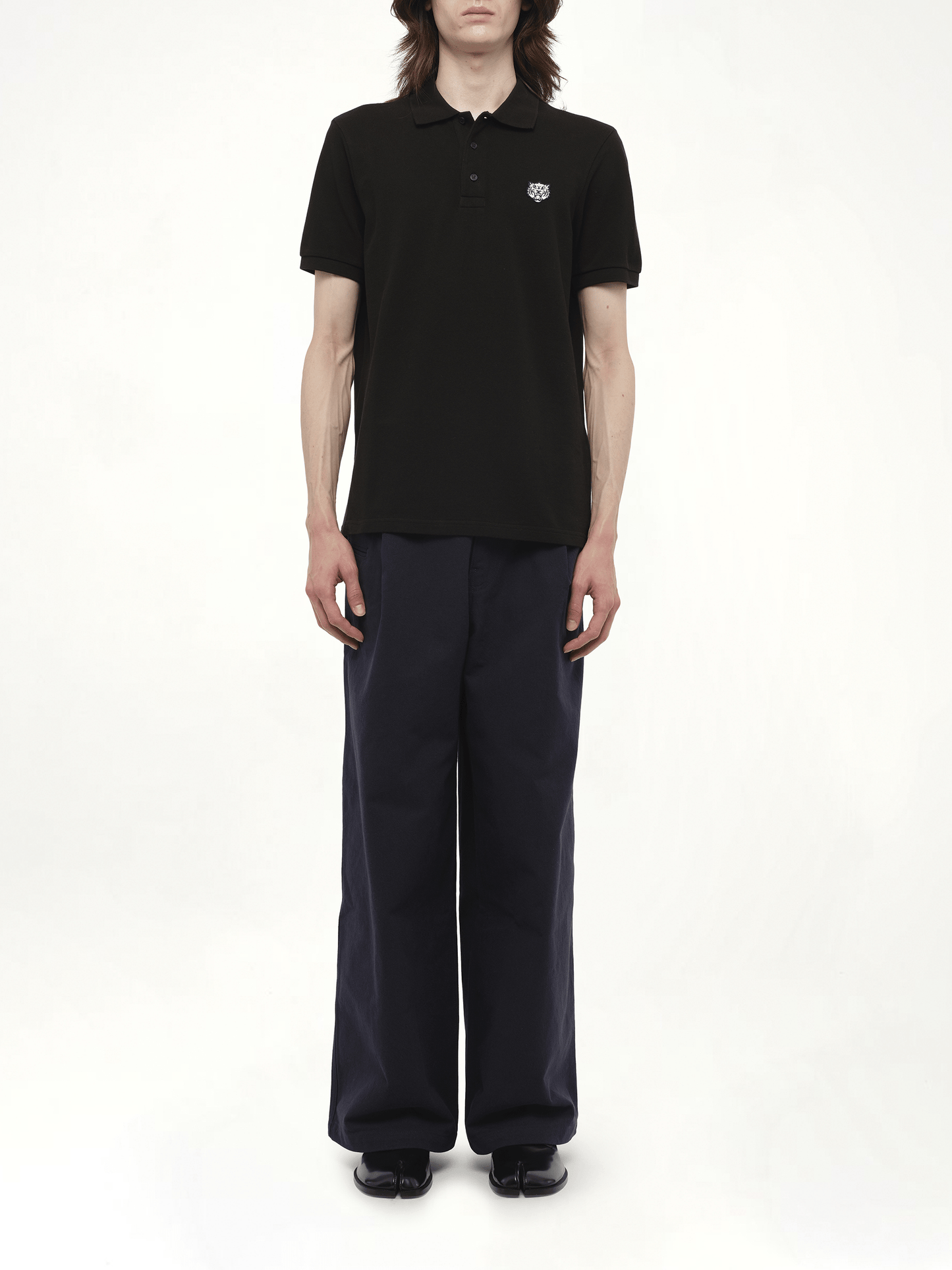 Gots Kenzo Happy Tiger Embroidered Slim Polo in Black