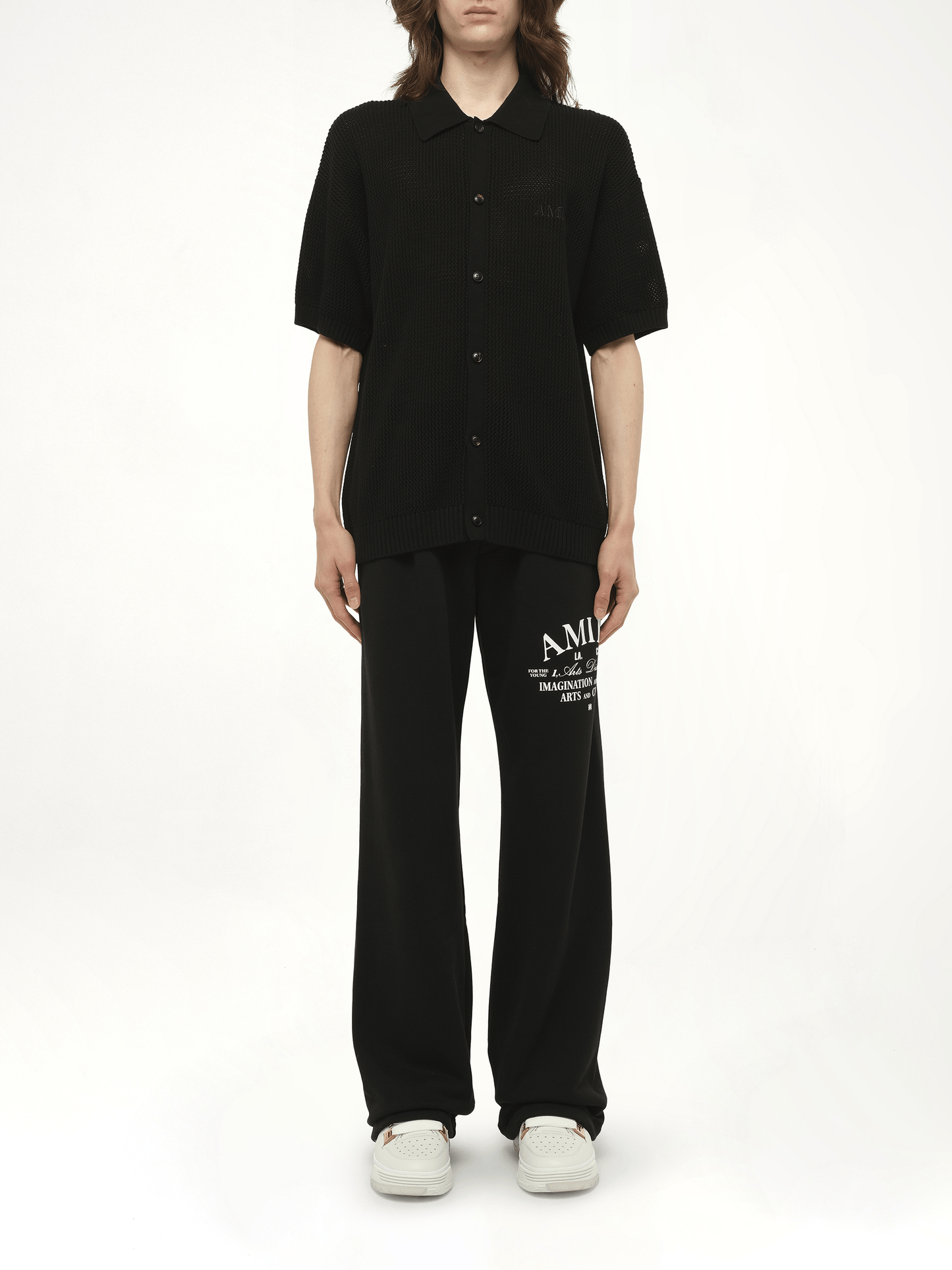 Amiri Crochet Mesh Shirt in Black