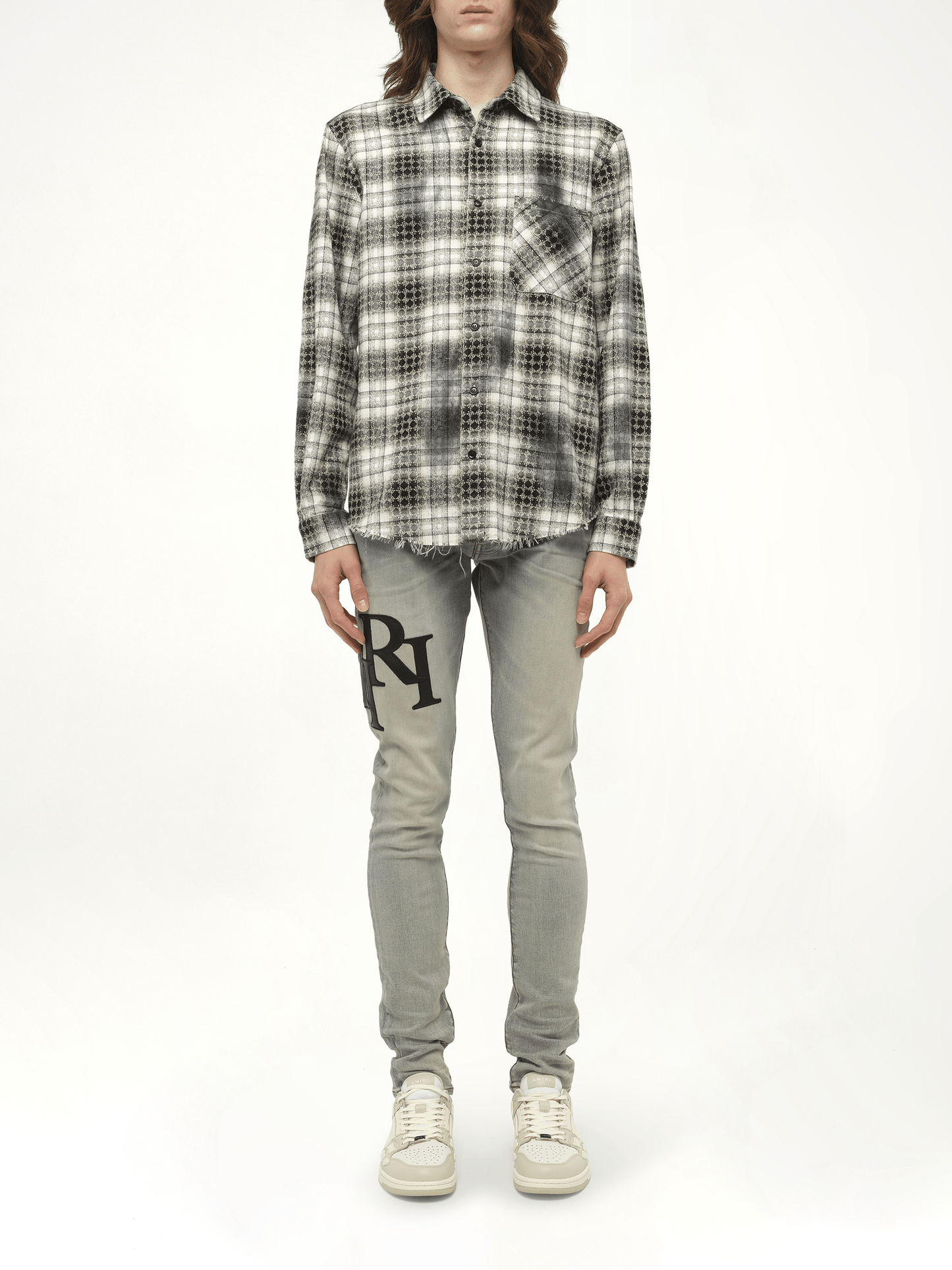 MA Quad Bleach Flannel Shirt in Black