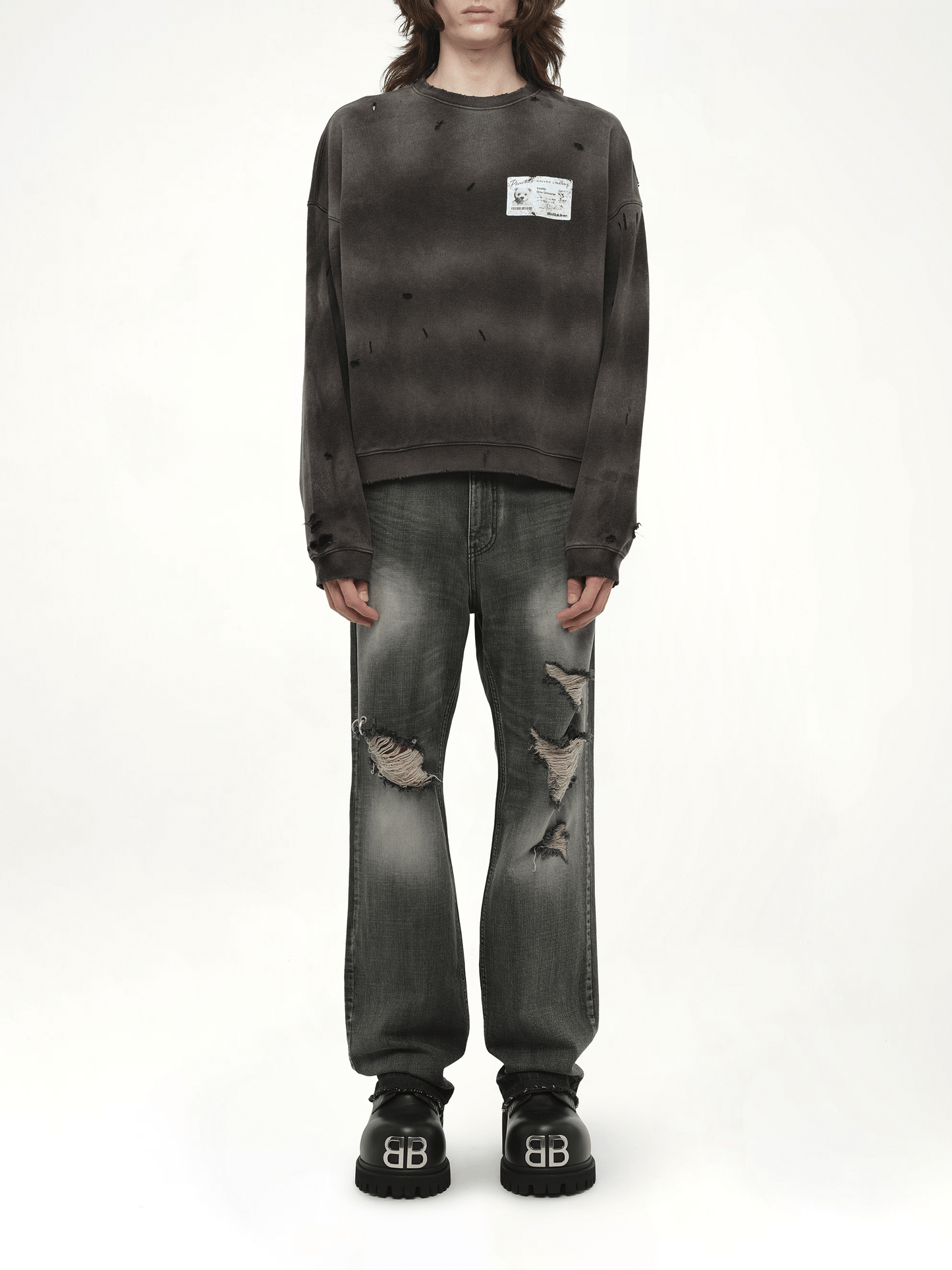 Peaches Print Sweatshirt in Charcoal