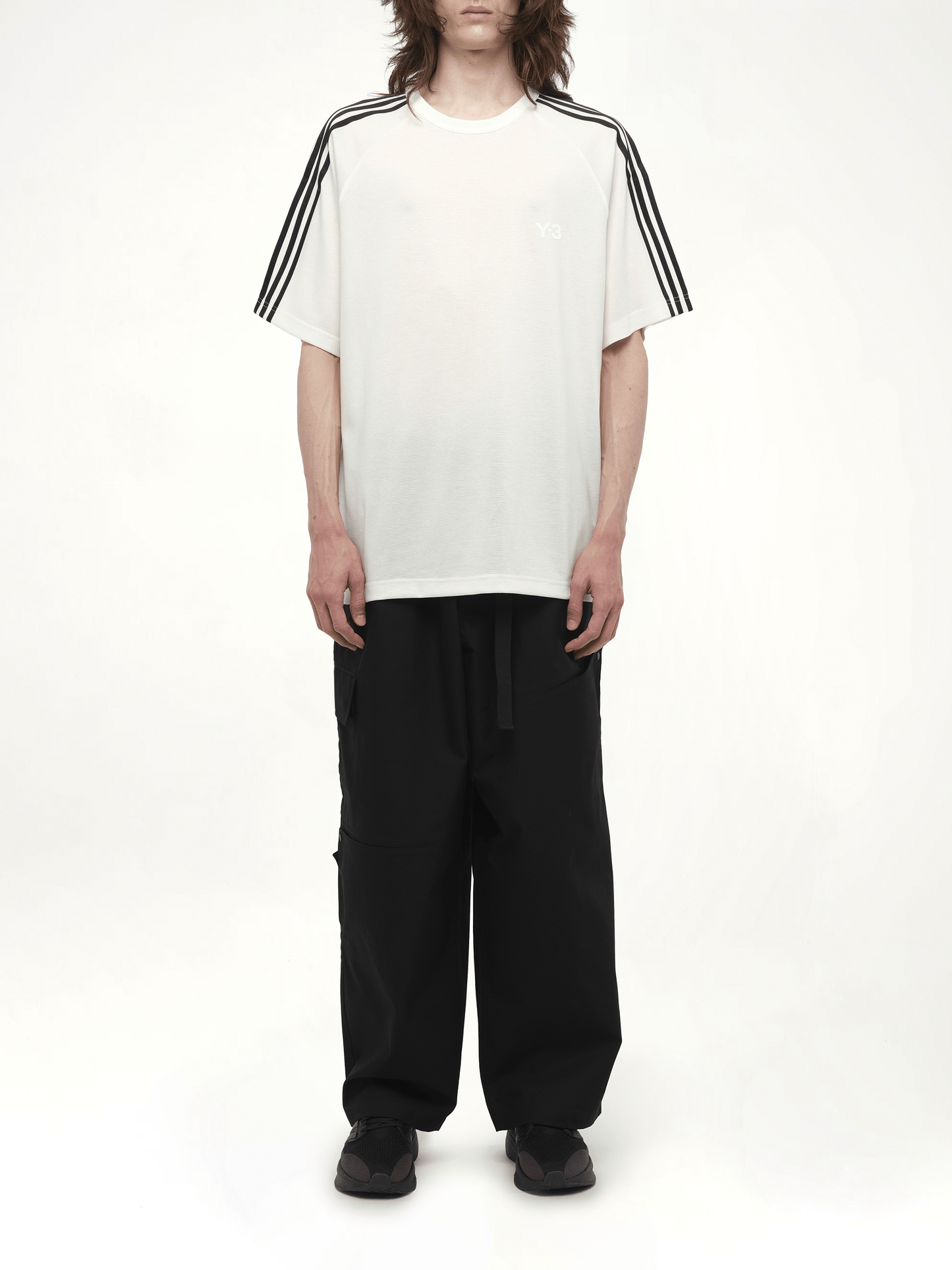 Wire Stripe Short Sleeve T-Shirt in White