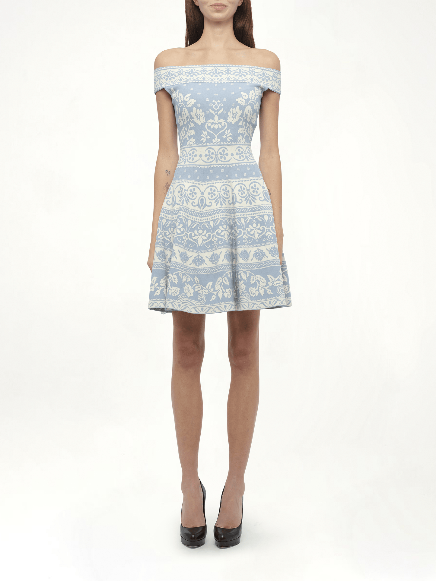 Floral Jacq Dress in Sky Blue