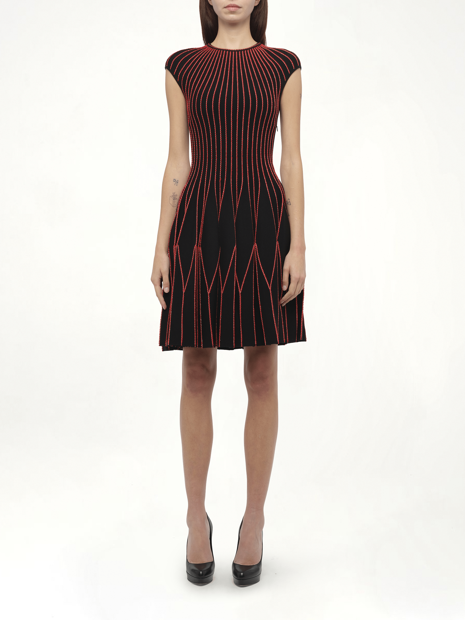Knit Dress in Multi Black/Red
