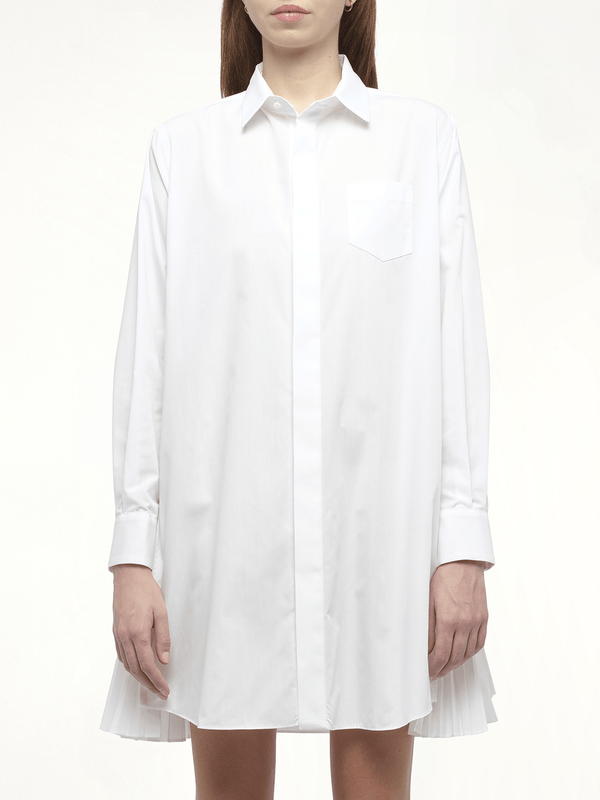 Side Zip Poplin Dress in Off White