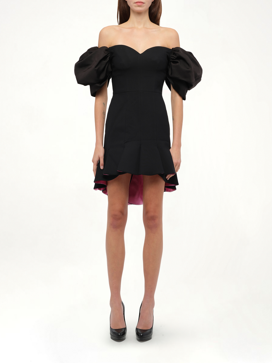 Wool Silk Dress in Black
