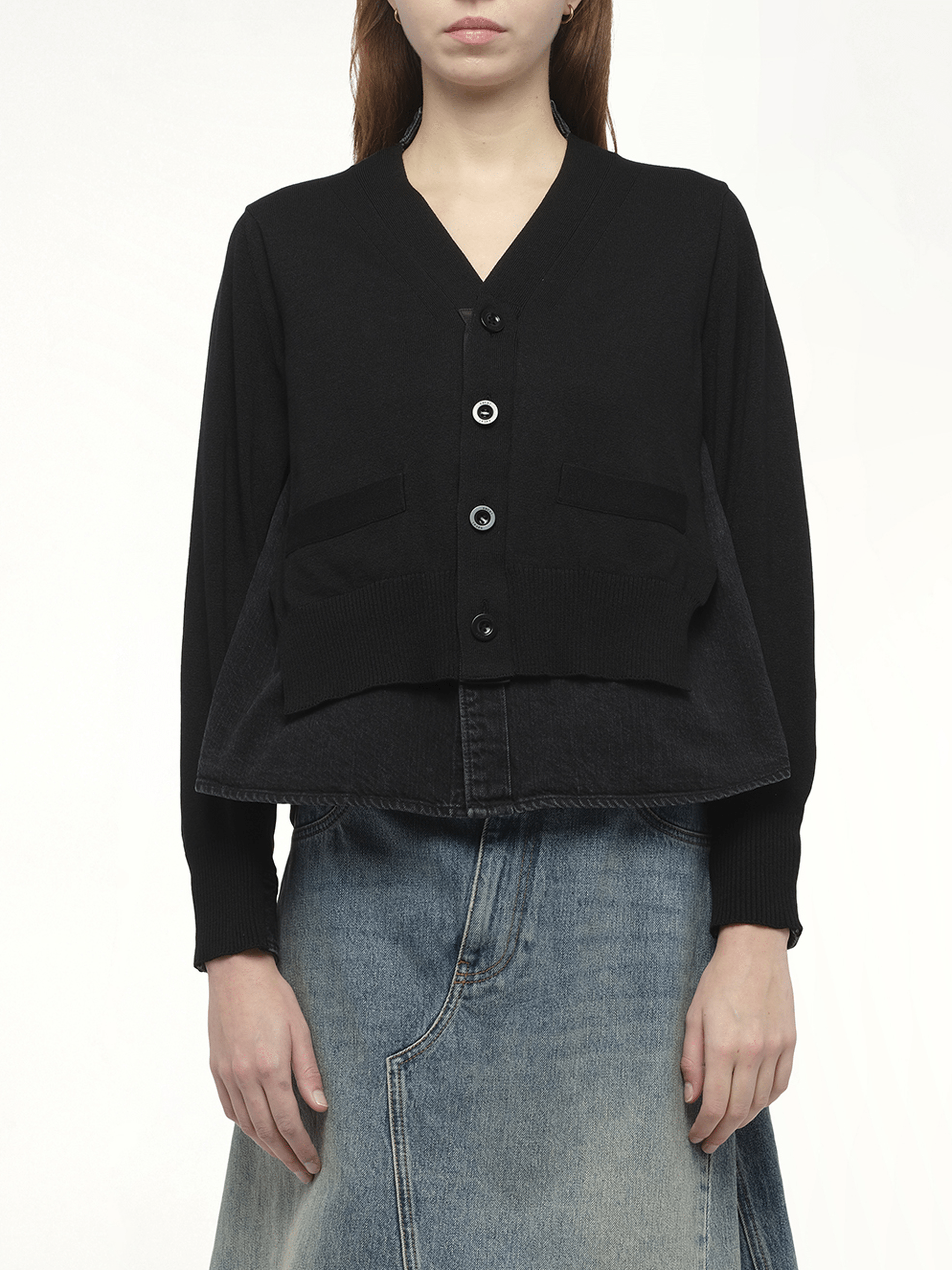 블랙 FW25 데님 x 니트 가디건