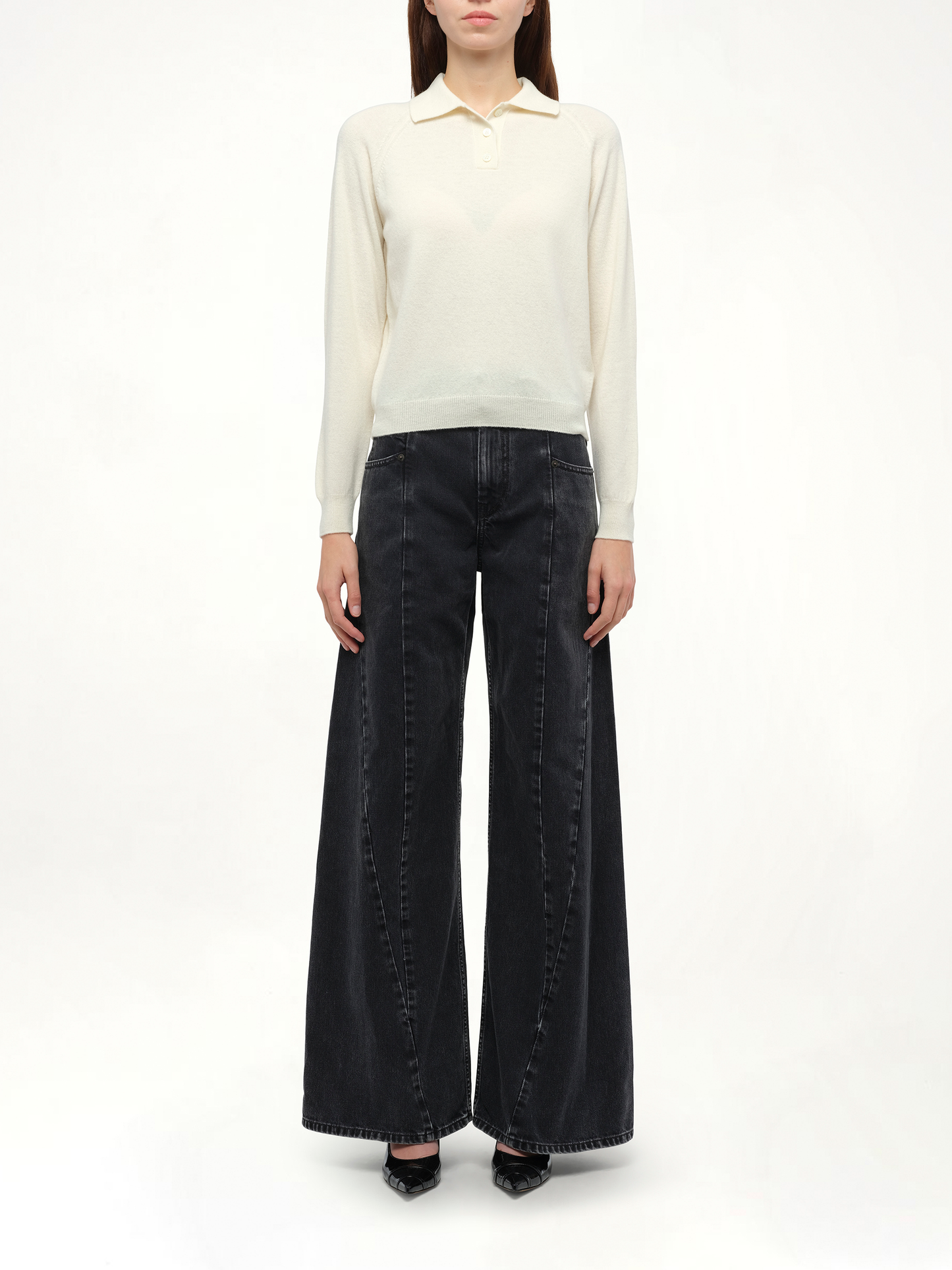 Wool Polo Shirt in Off White