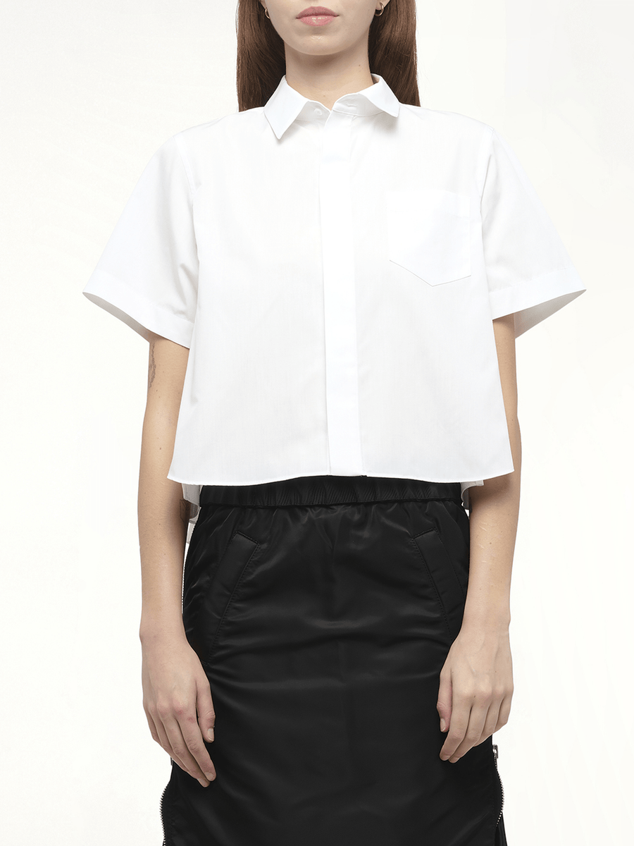 Frill Poplin Shirt in Off White