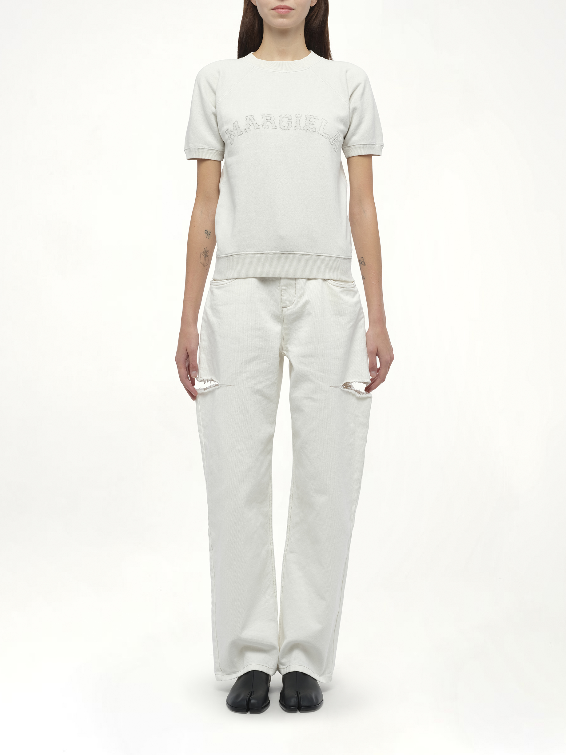 Margiela Short Sleeve Sweatshirt in Butter