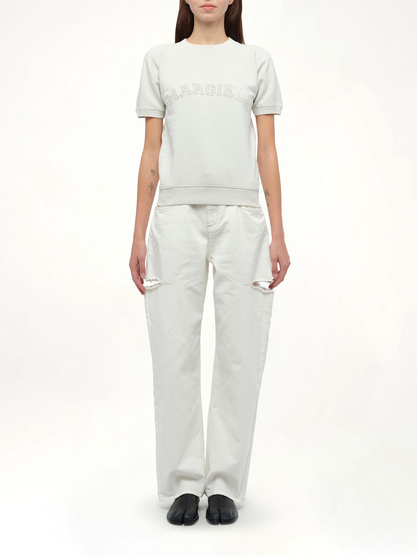 Margiela Short Sleeve Sweatshirt in Butter