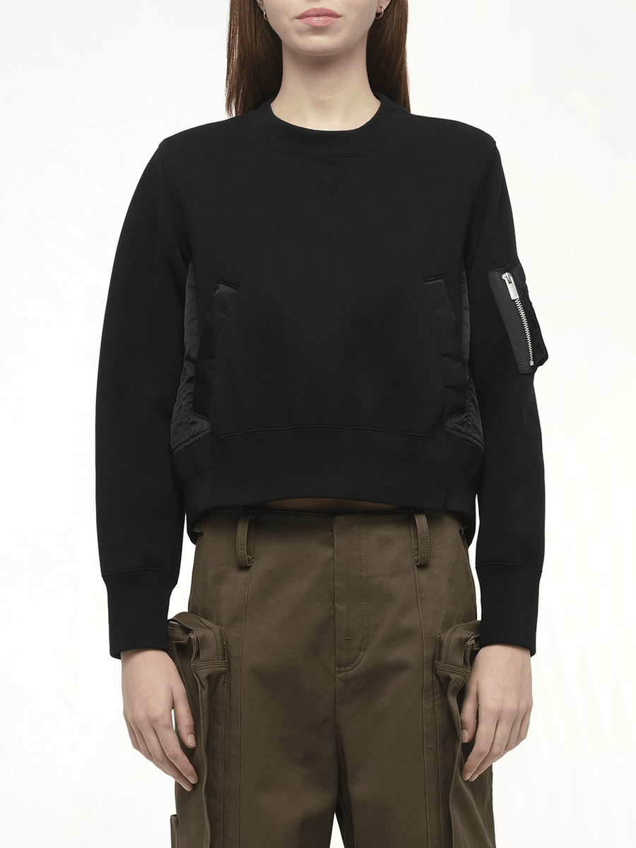 Sponge Sweat x Nylon Twill Pullover in Black/Black