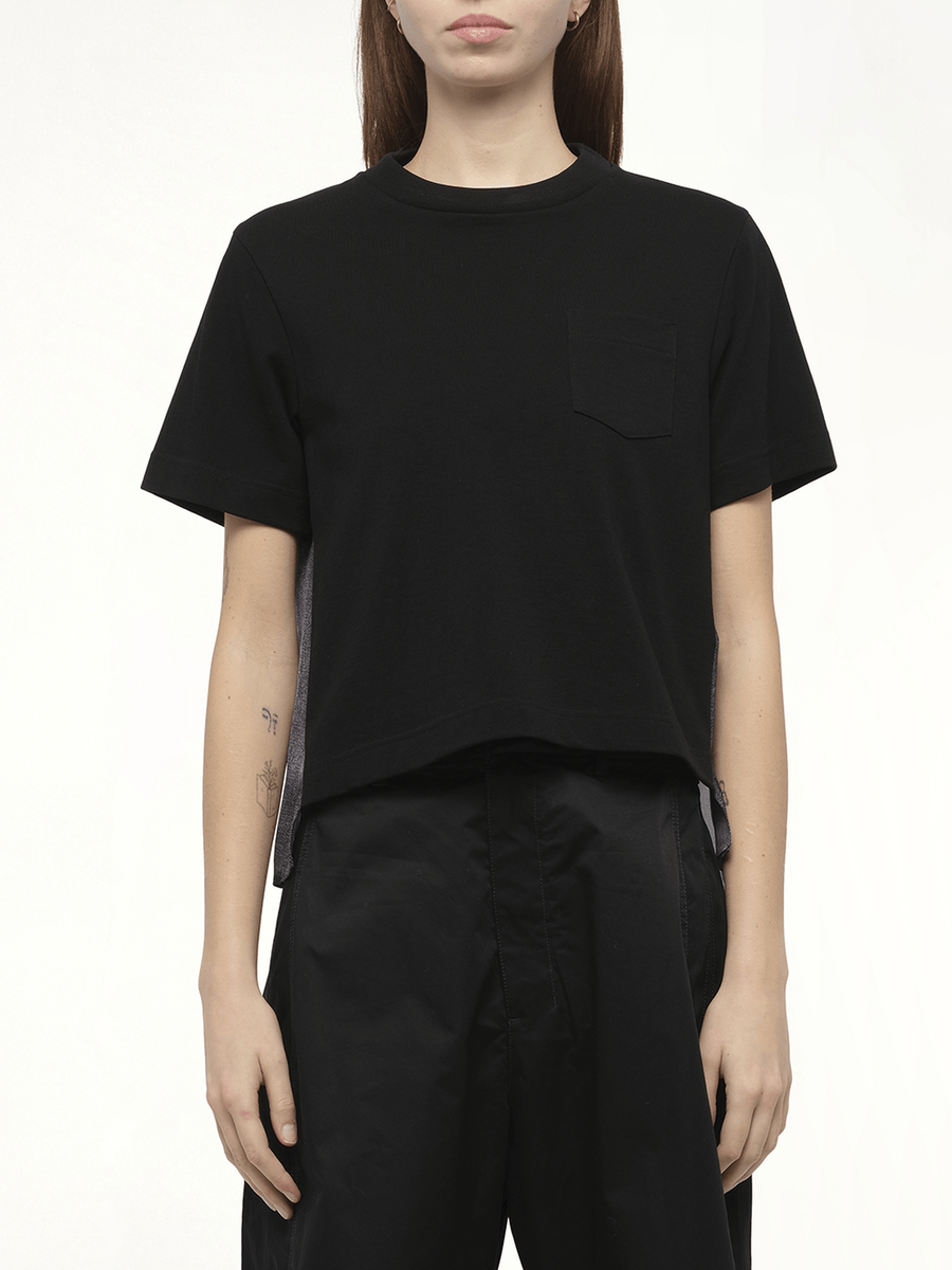 Denim x Cotton Jersey T-Shirt in Black/Indigo