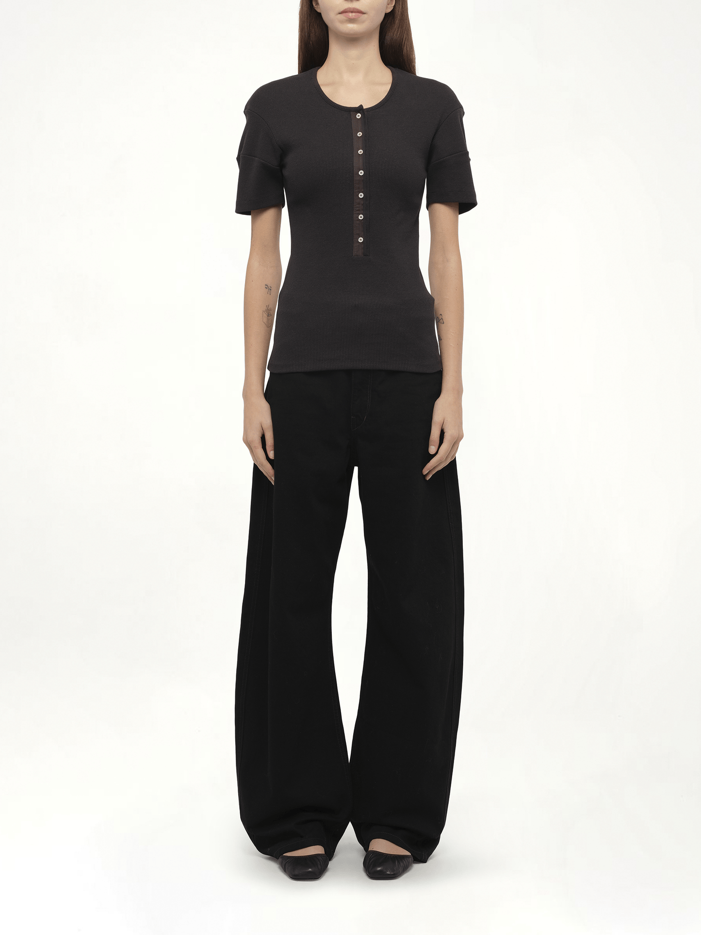 Fitted Henley in Jet Black