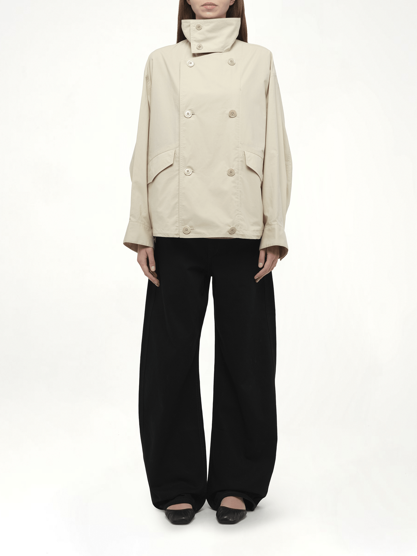 Double Flap Light Blouson in Stone Beige