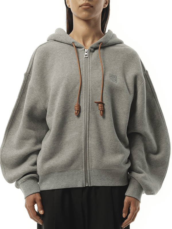Loewe Flamenco Zip Hoodie in Grey Melange