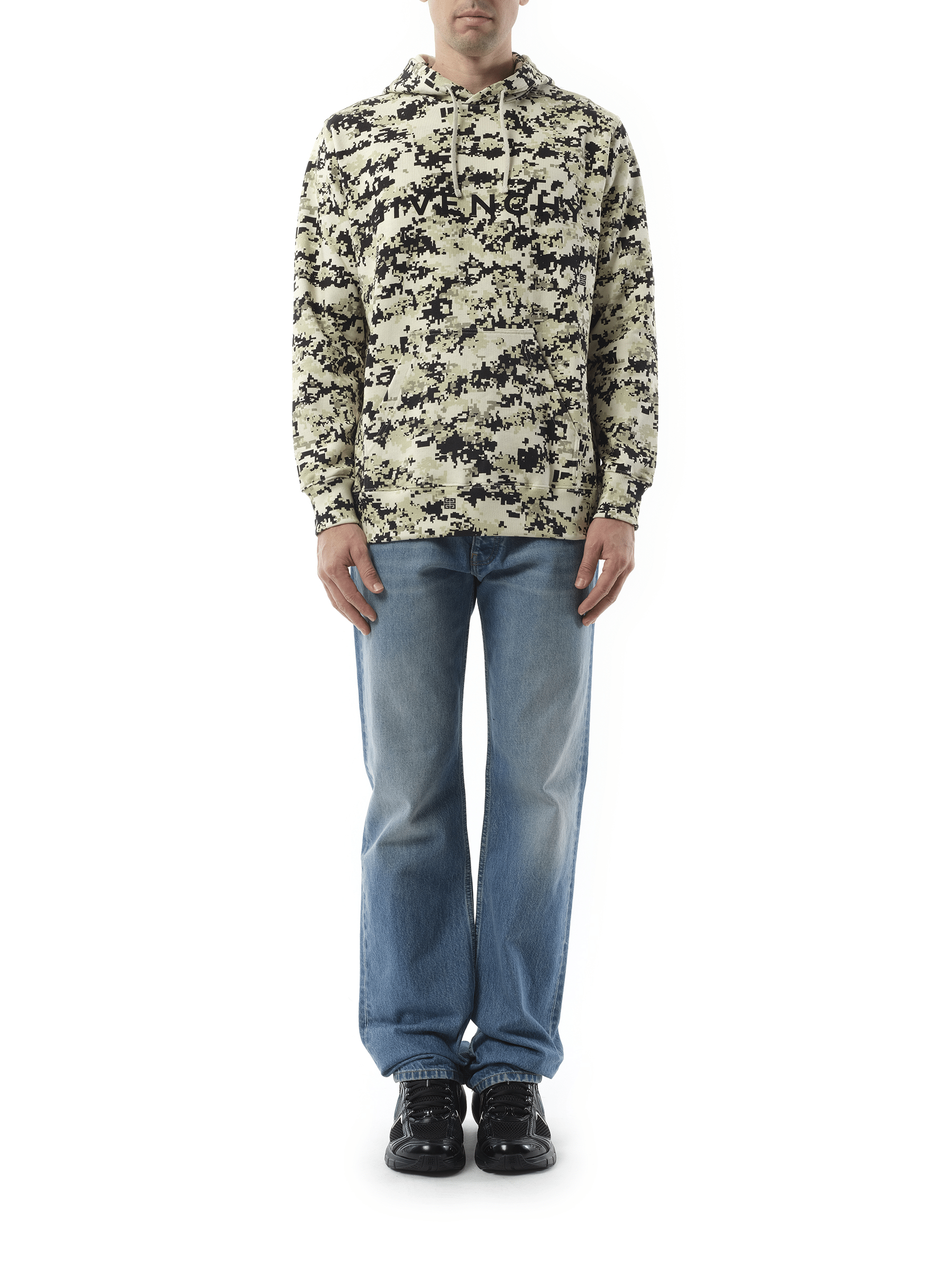 Givenchy Camo All Over Hoodie in Pearl Beige/Black