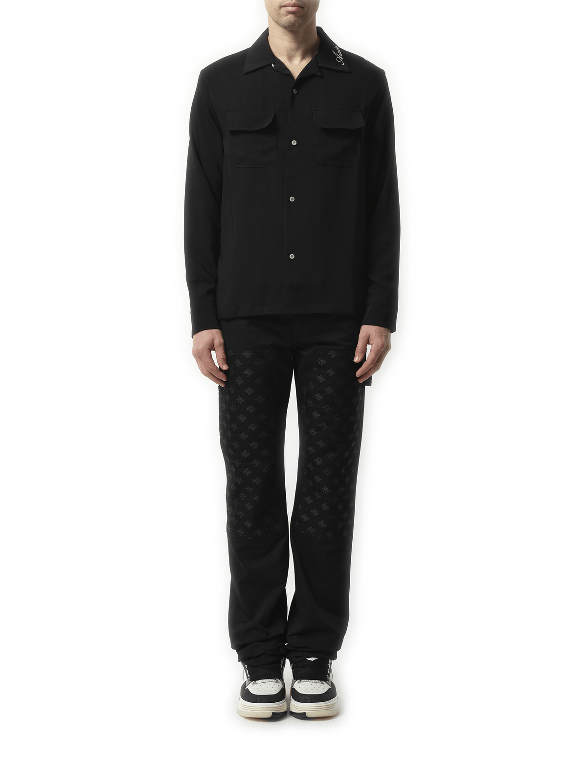 Amiri Round Pocket Dress Shirt in Black