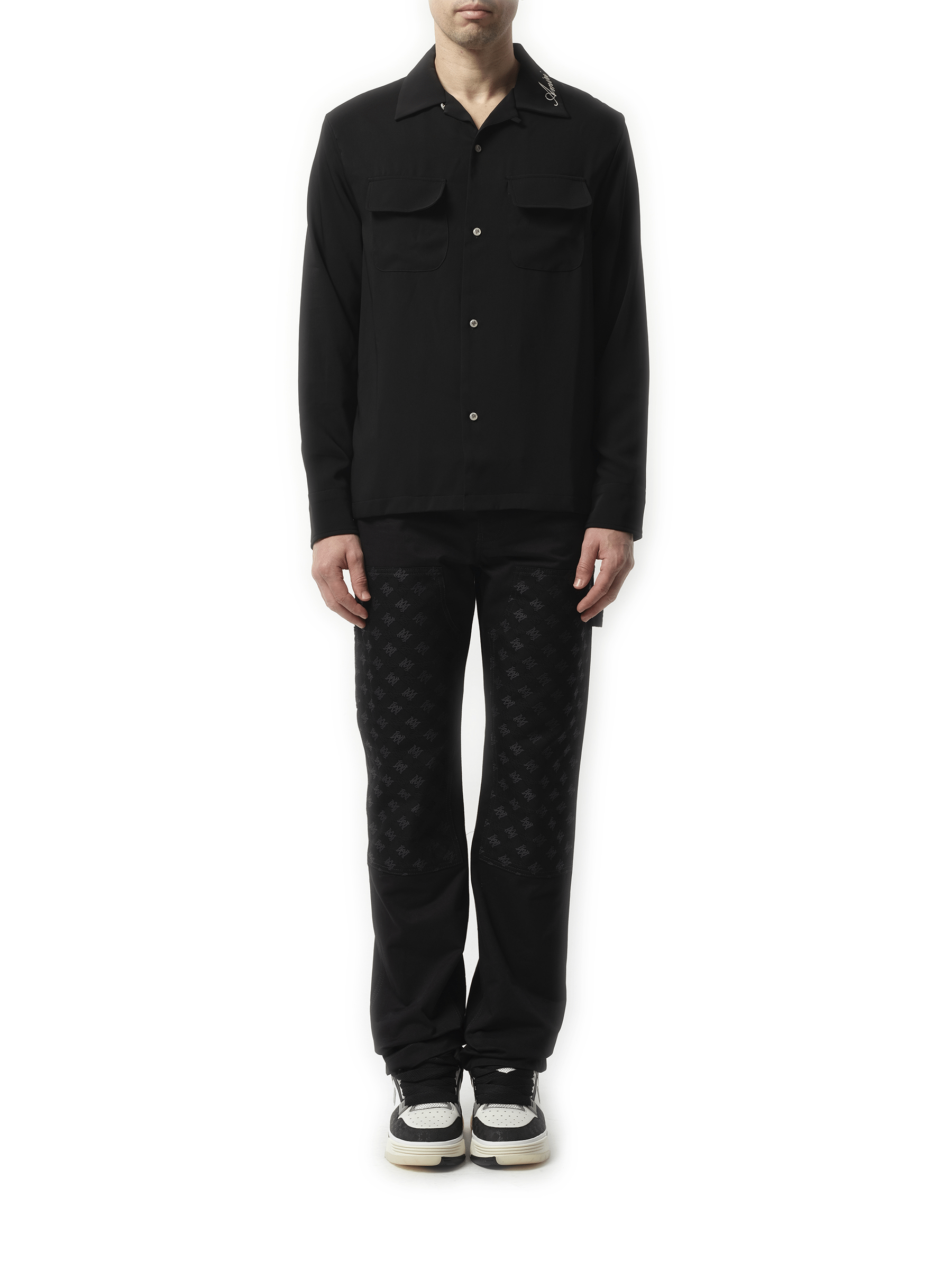 Amiri Round Pocket Dress Shirt in Black