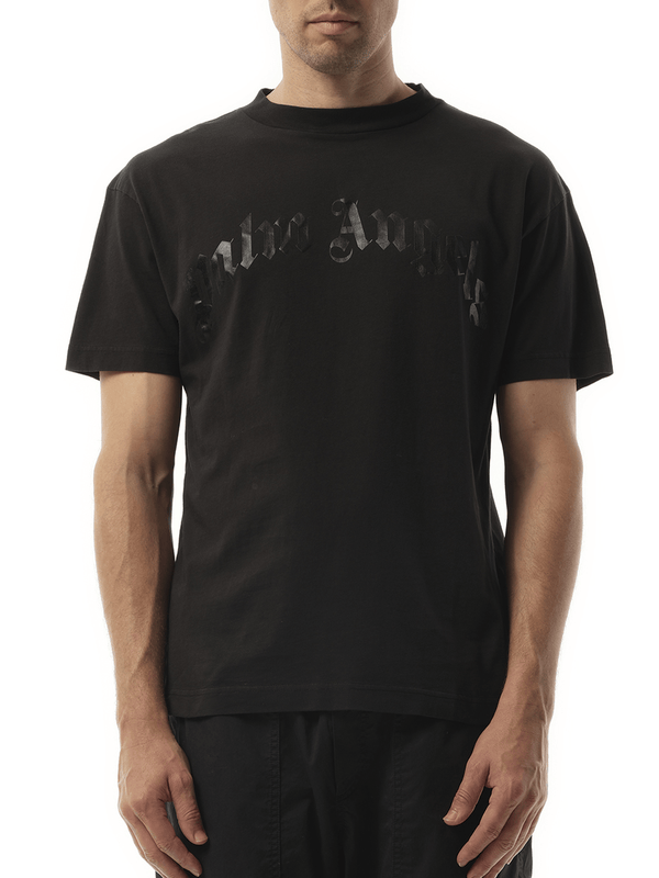 Palm Angels Curved Logo T-Shirt in Black