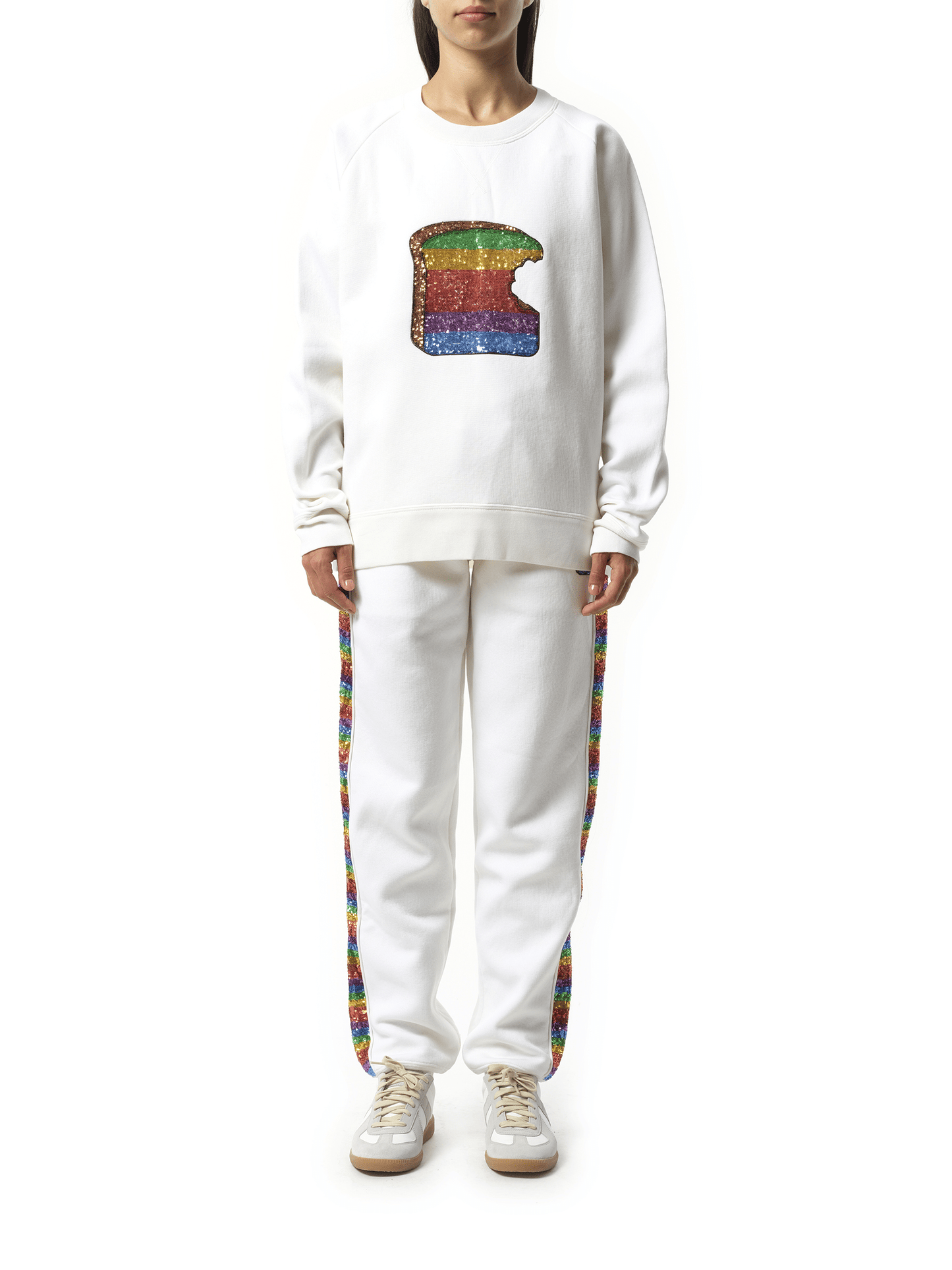 Long Sleeve Crew Sweatshirt in White