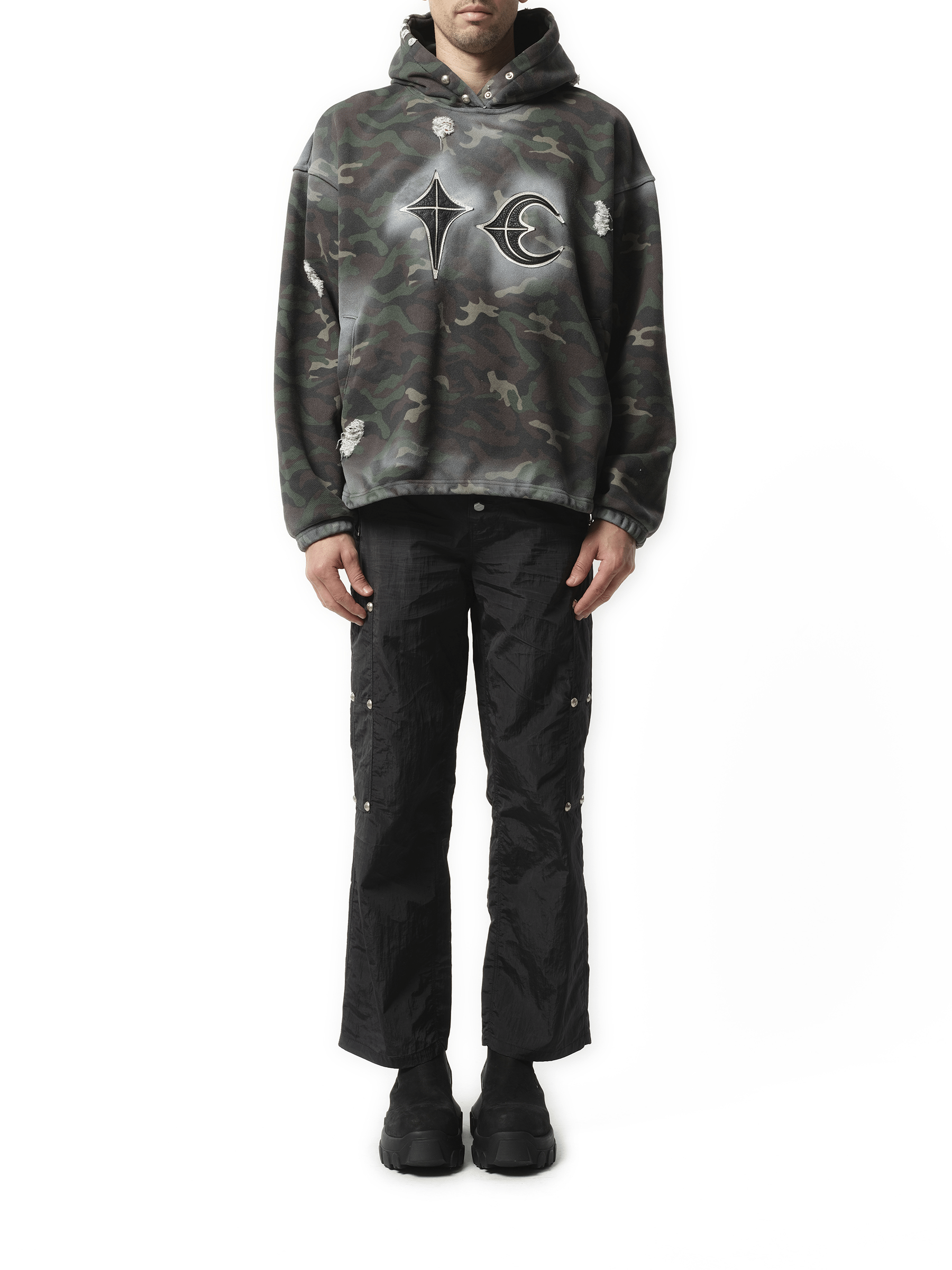 Thug Club Sprayed Camoflage Rock Hoodie in Camo