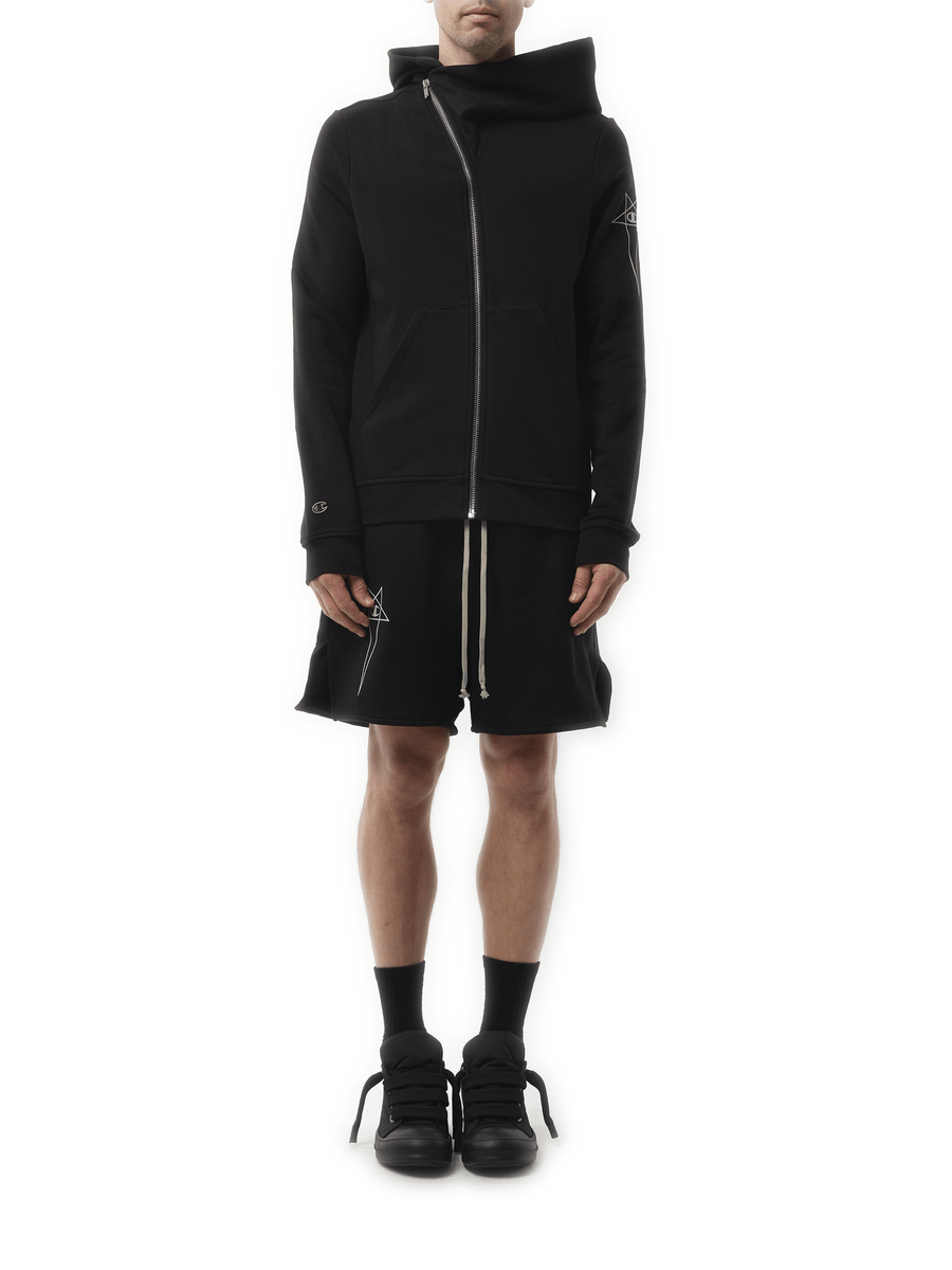 Rick Owens Drkshdw Champion x Drkshdw Mountain Hoodie in Black