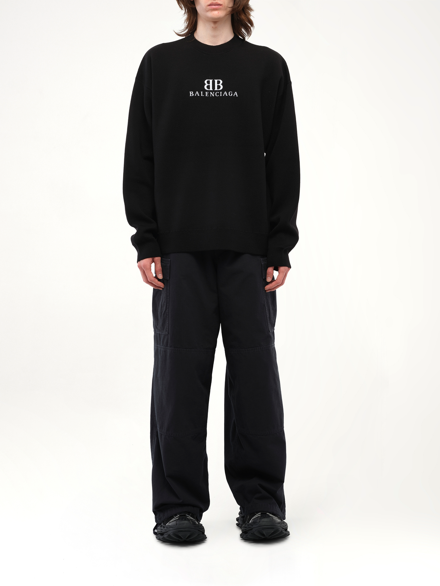 Balenciaga Crewneck Sweater in Black/White