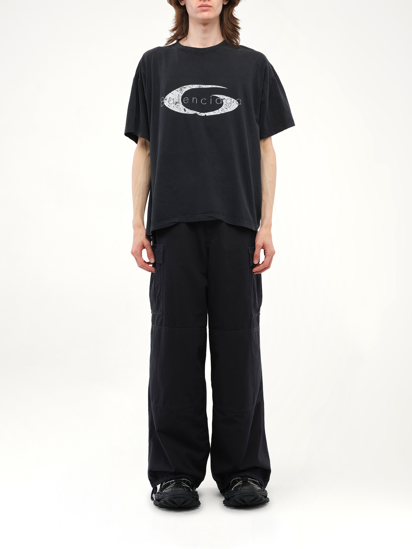 Balenciaga Boxy T-Shirt in Faded Washed Black/White