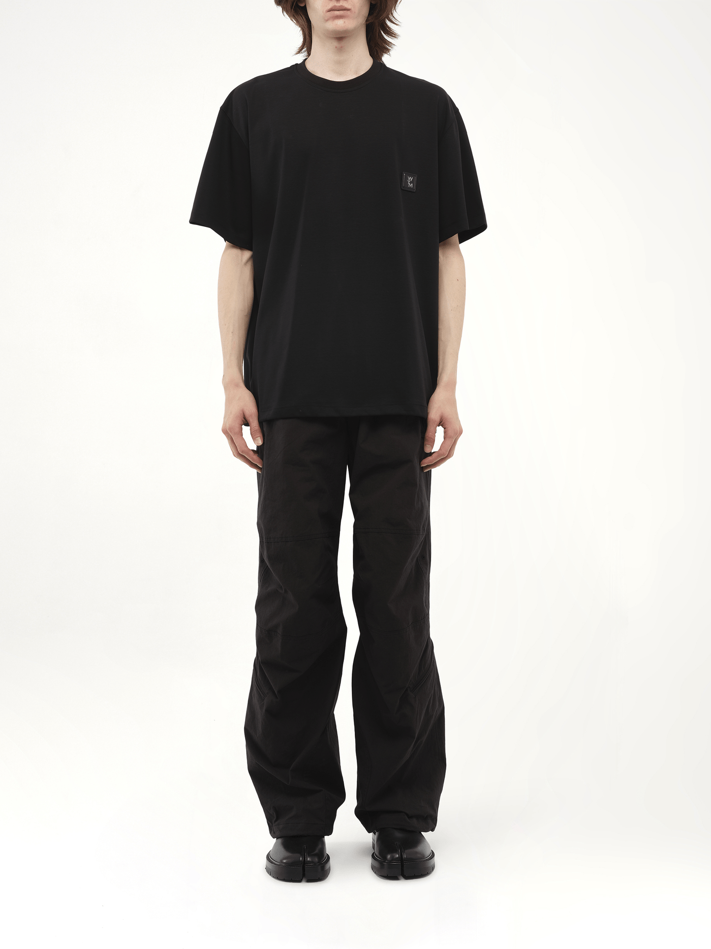 Wooyoungmi Leather Patch T-Shirt in Black