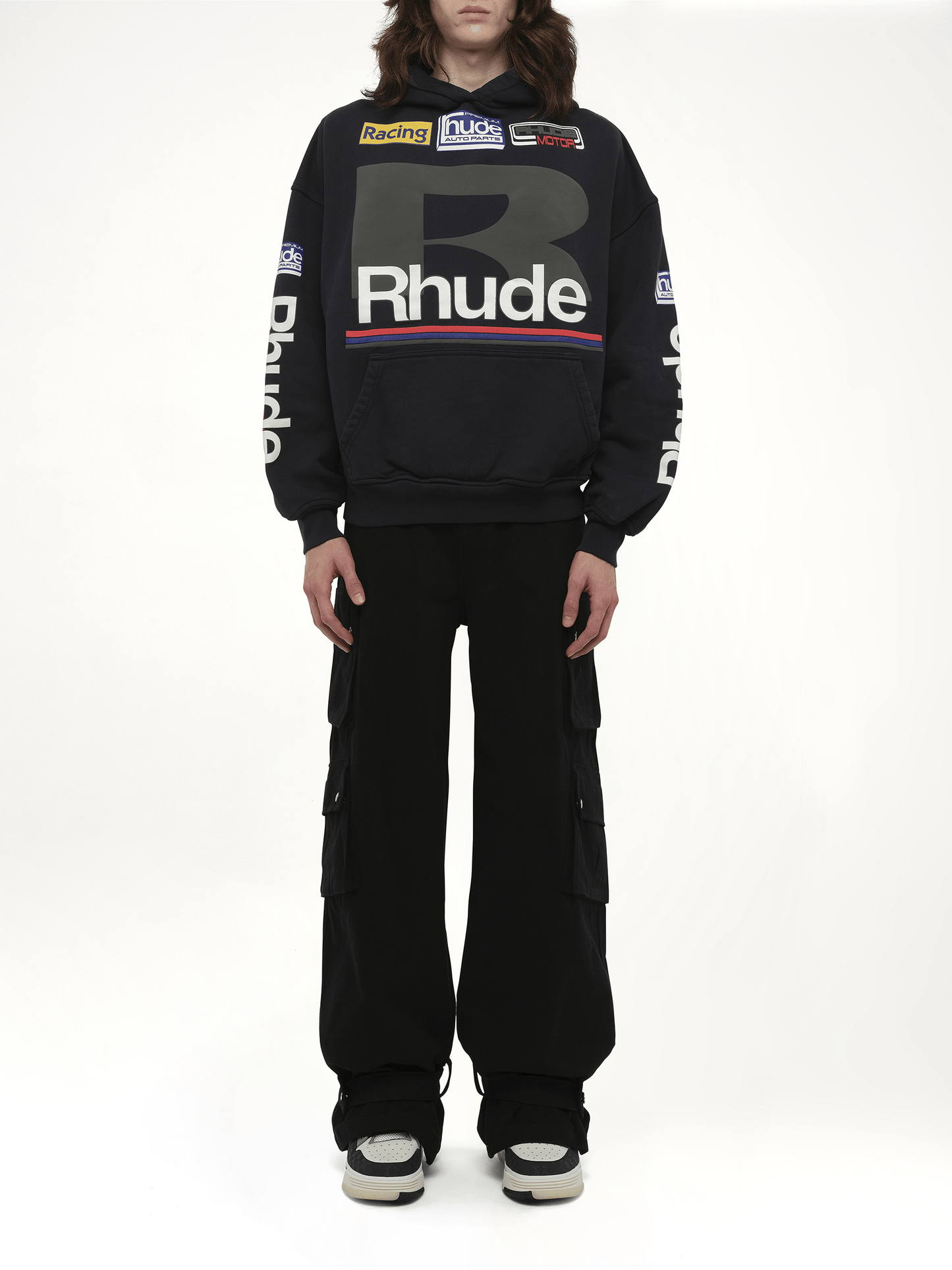 Rhude Petrol Patch Hoodie in Vintage Black