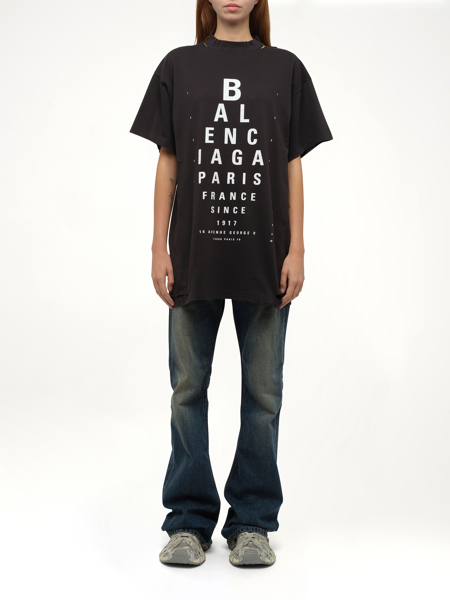 Balenciaga Eye-Test Oversized T-Shirt in Washed Black/White