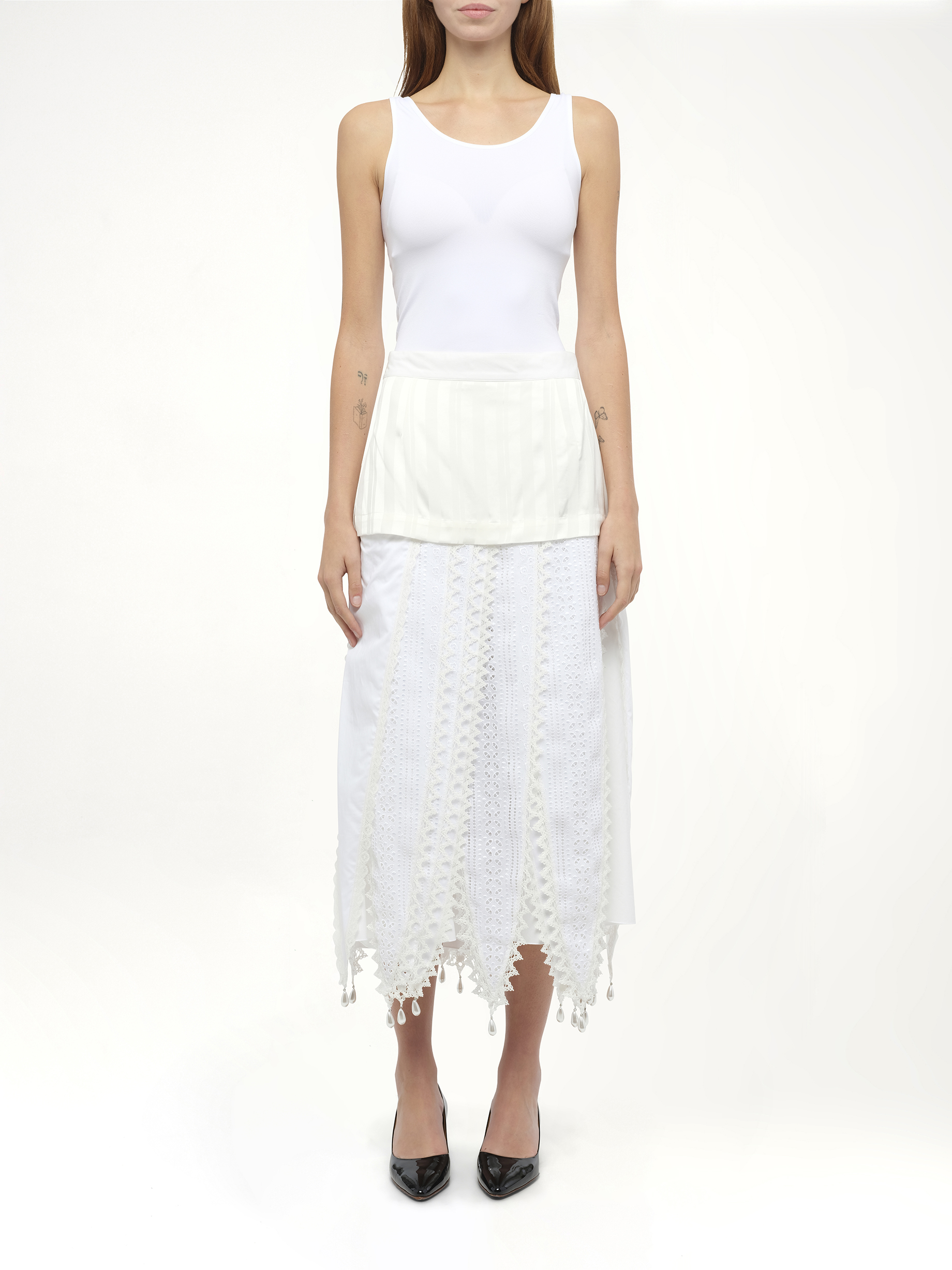 Lace Petal Skirt in White