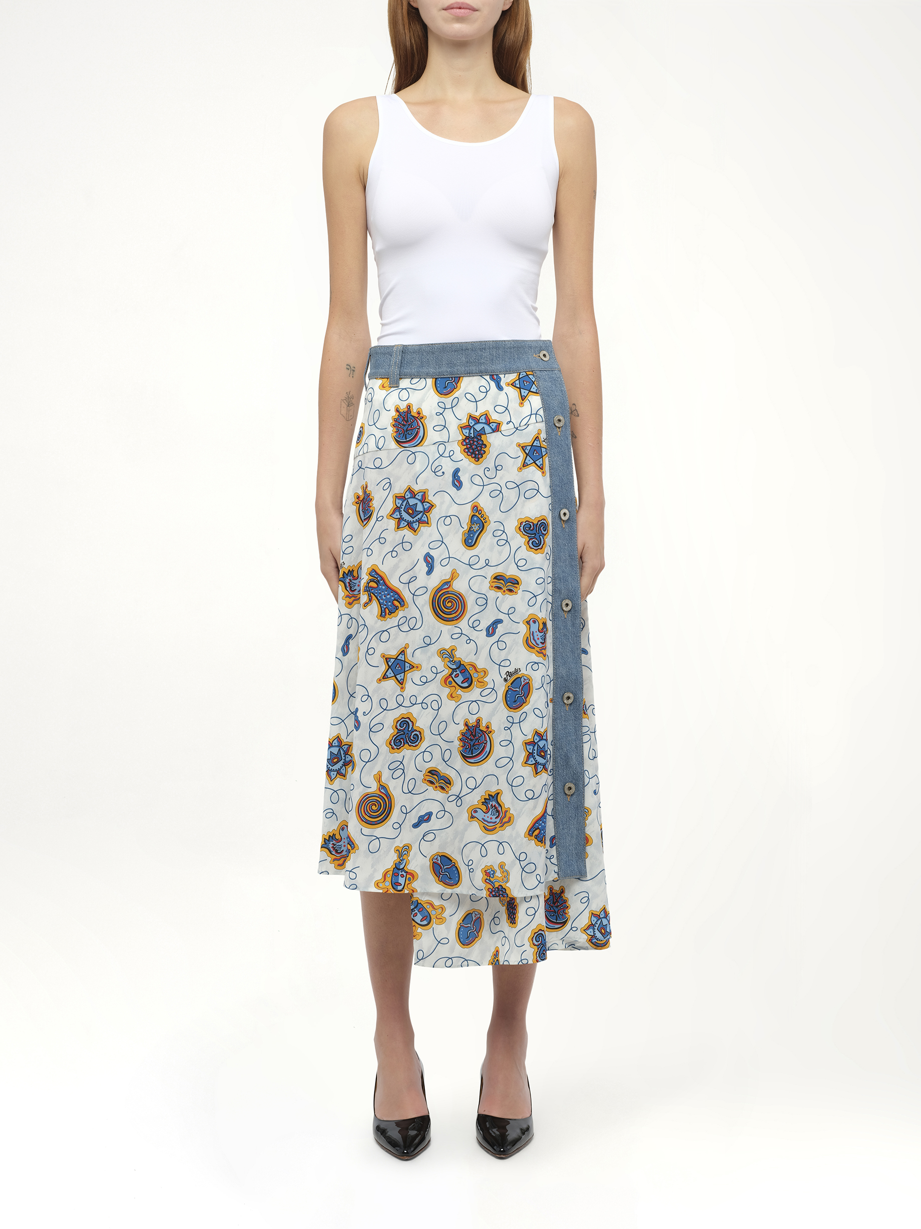 Loewe x Paula Prt Skirt Denim in White