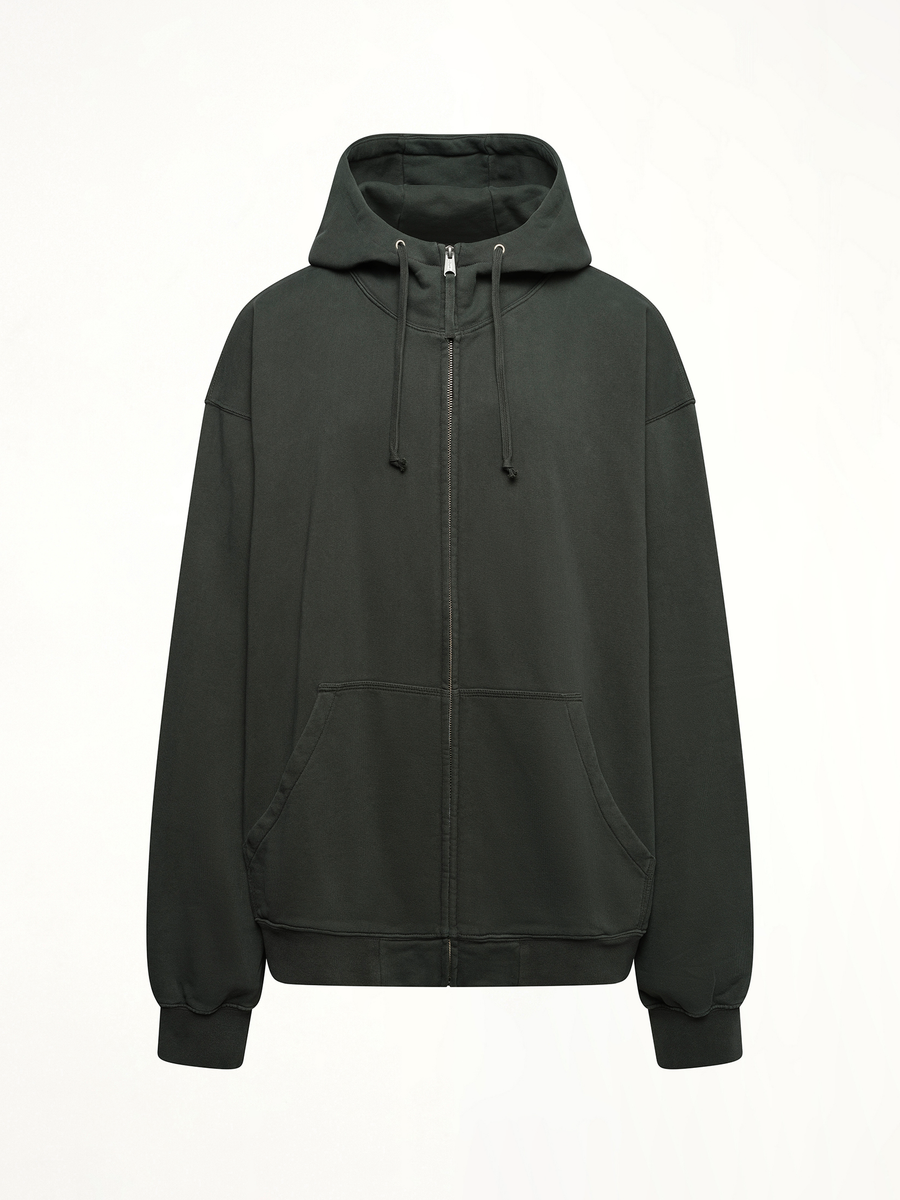 Number Zip Logo Hoodie in Black