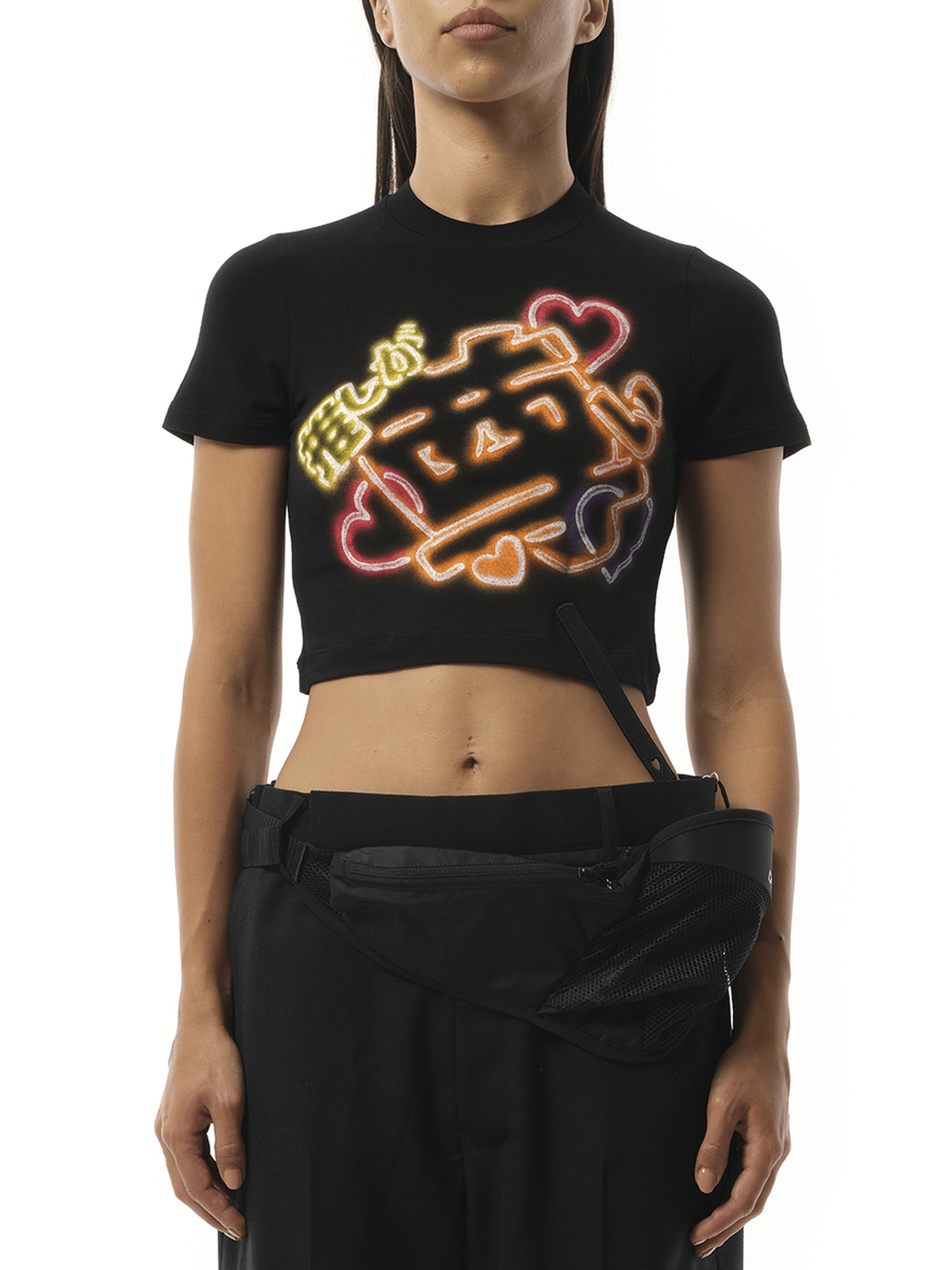 Doublet Japanese Fan-Service Neon Paint T-Shirt in Black