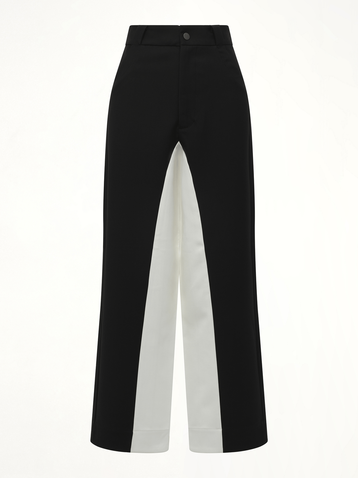 Black & White Stitched Suit Pants in Black