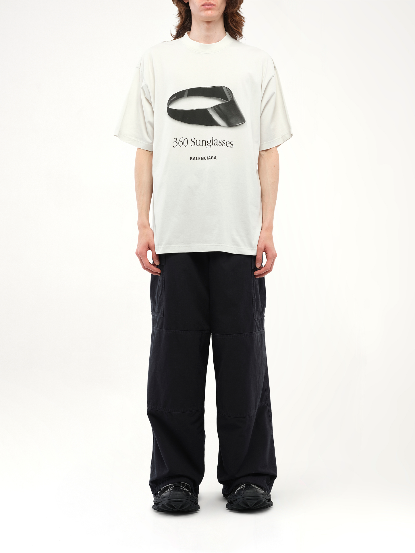 Balenciaga 360 Sunglasses Medium Fit T-Shirt in Dirty White
