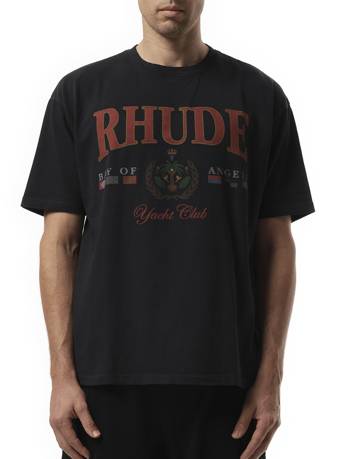 Rhude Bay of Angels Yacht T-Shirt in Vintage Black