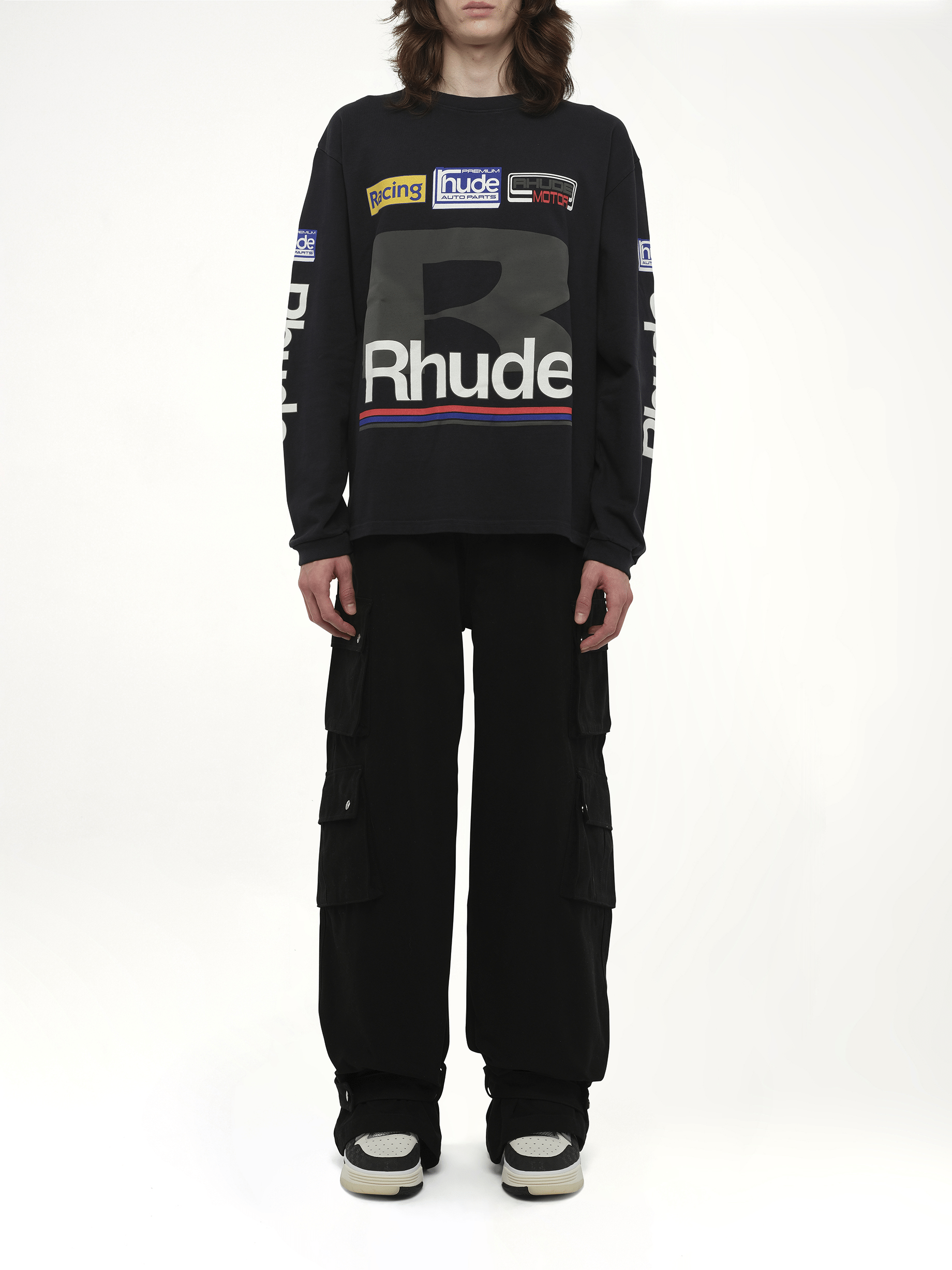 Rhude Petrol Patch Long Sleeve T-Shirt in Vintage Black