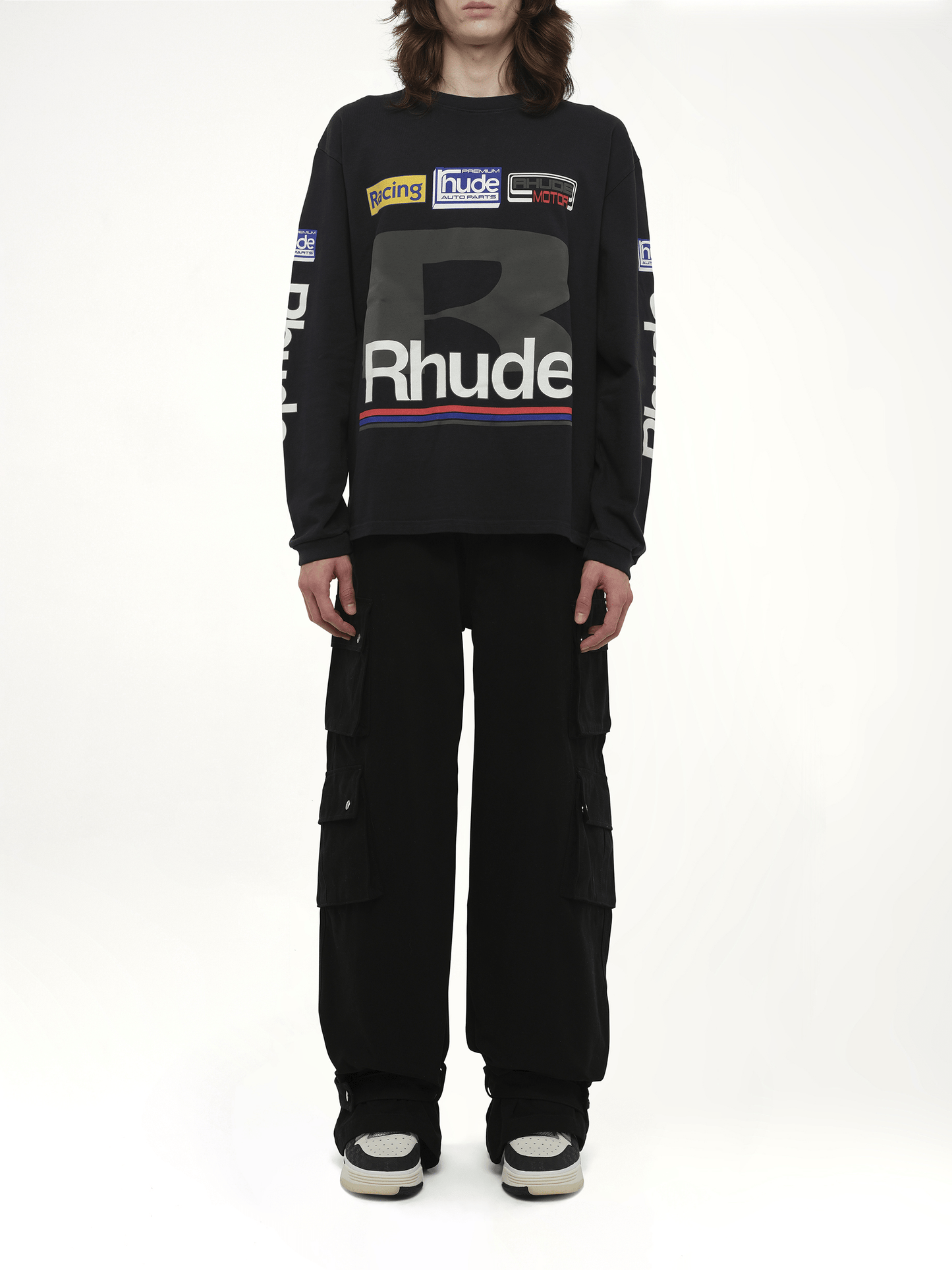 Rhude Petrol Patch Long Sleeve T-Shirt in Vintage Black