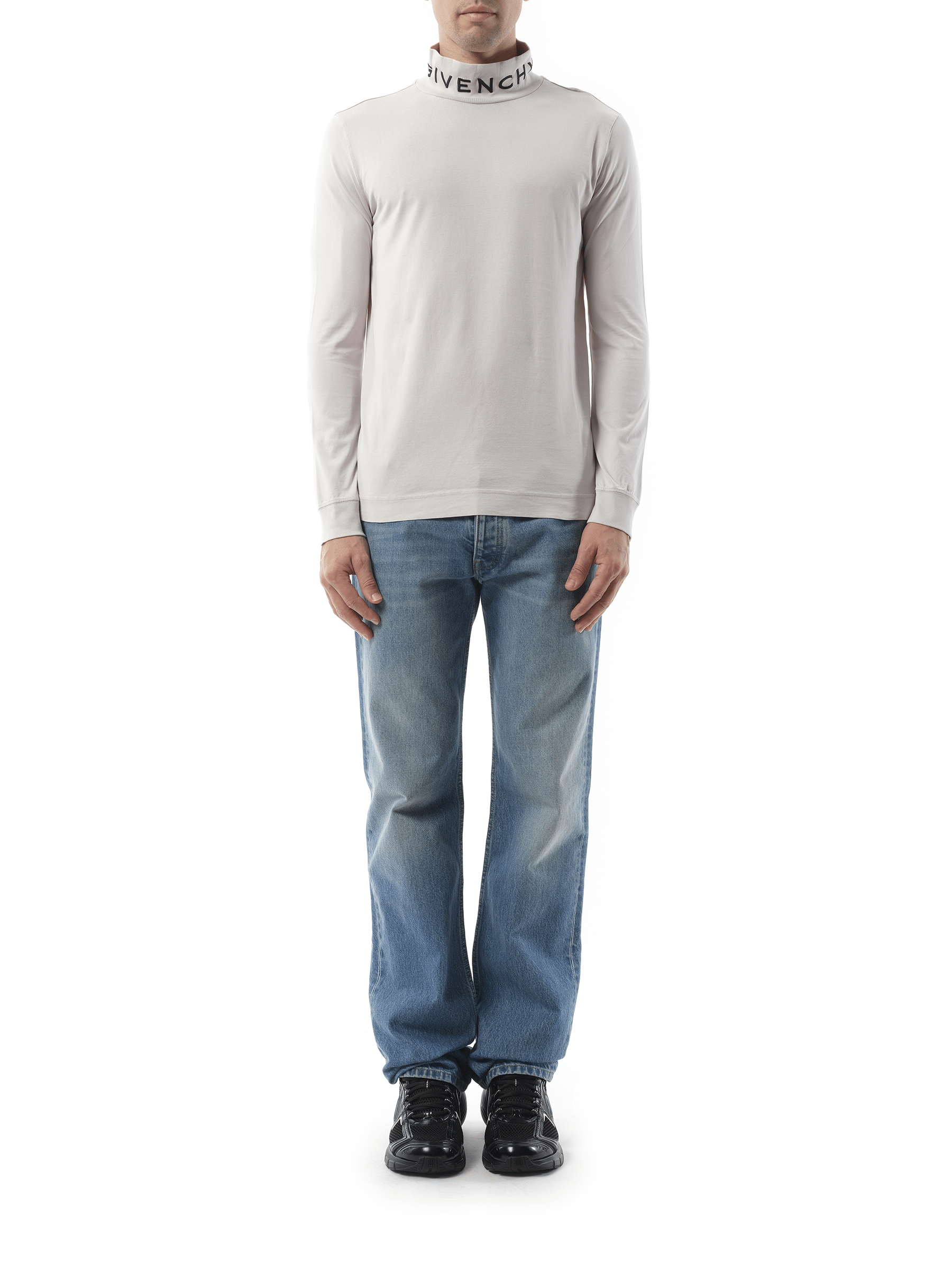 Givenchy Faded Logo Dyed Long Sleeve T-Shirt in Cloud Grey