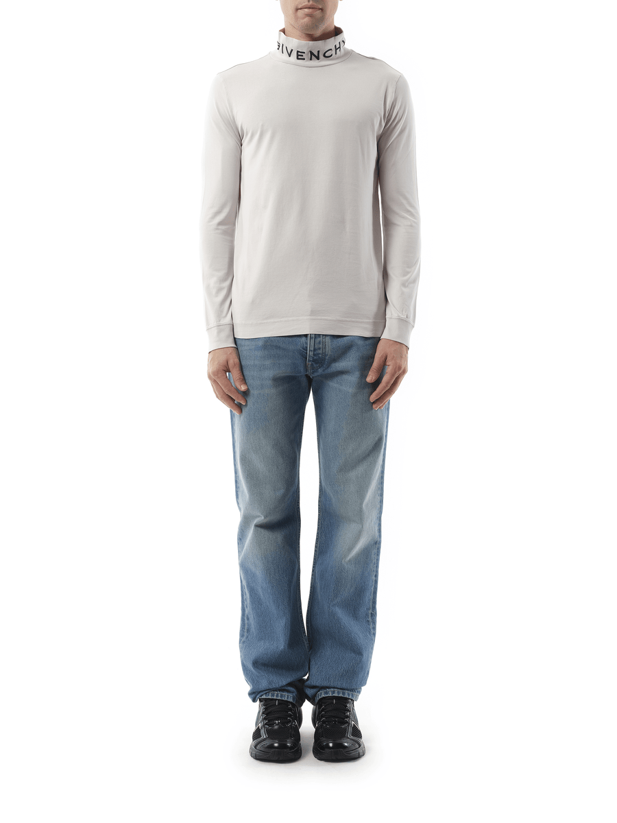 Givenchy Faded Logo Dyed Long Sleeve T-Shirt in Cloud Grey