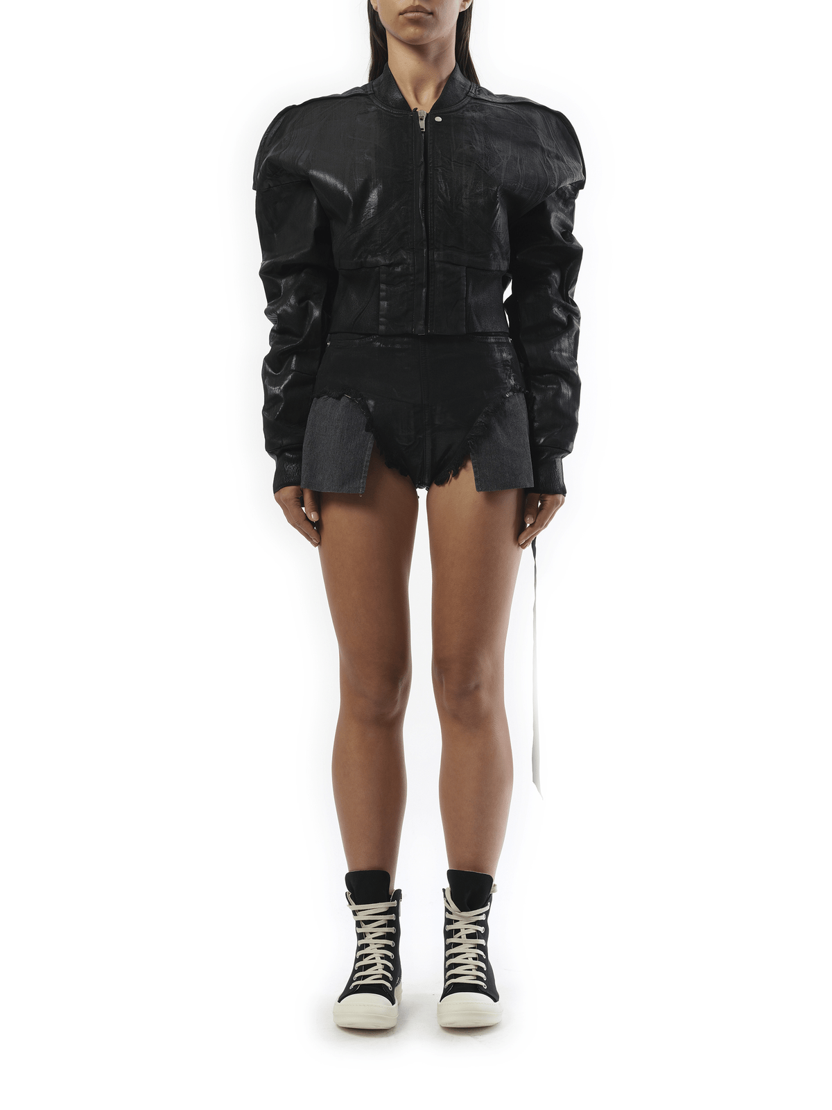 Rick Owens Drkshdw Flight Cropped Denim Jacket in Black
