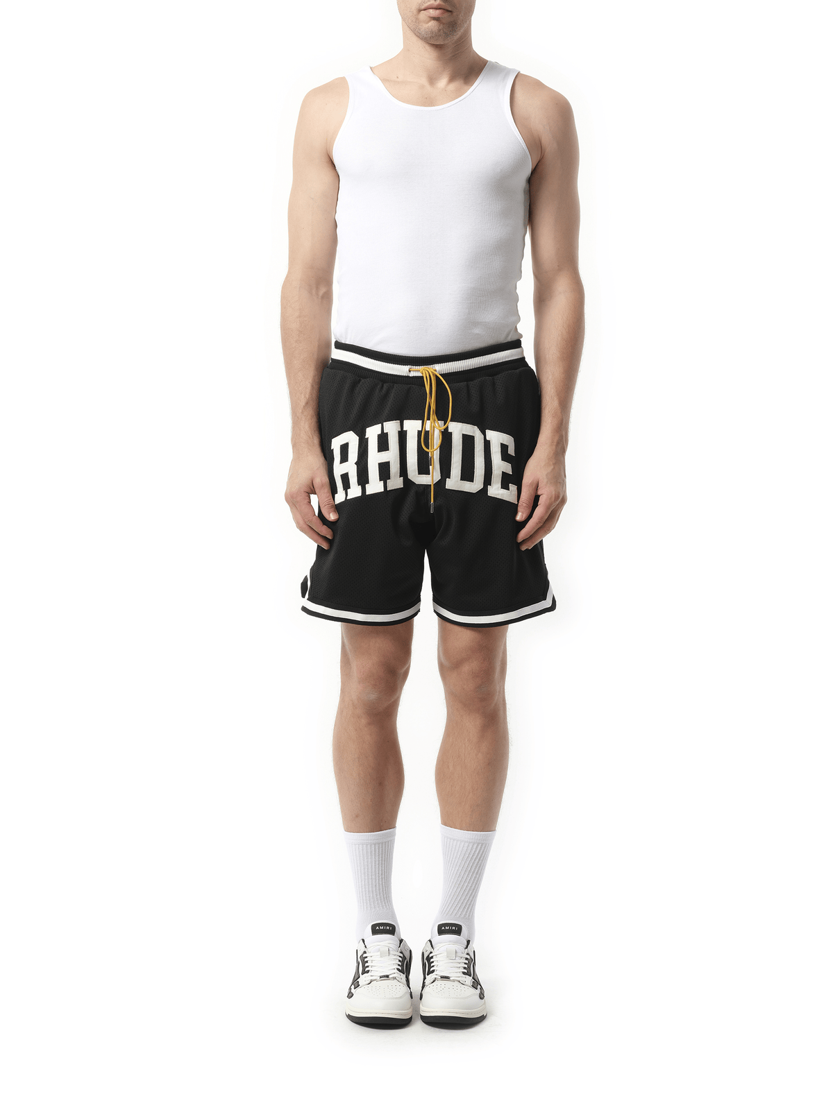Rhude Rhude Collegiate Basketball Shorts in Black/White