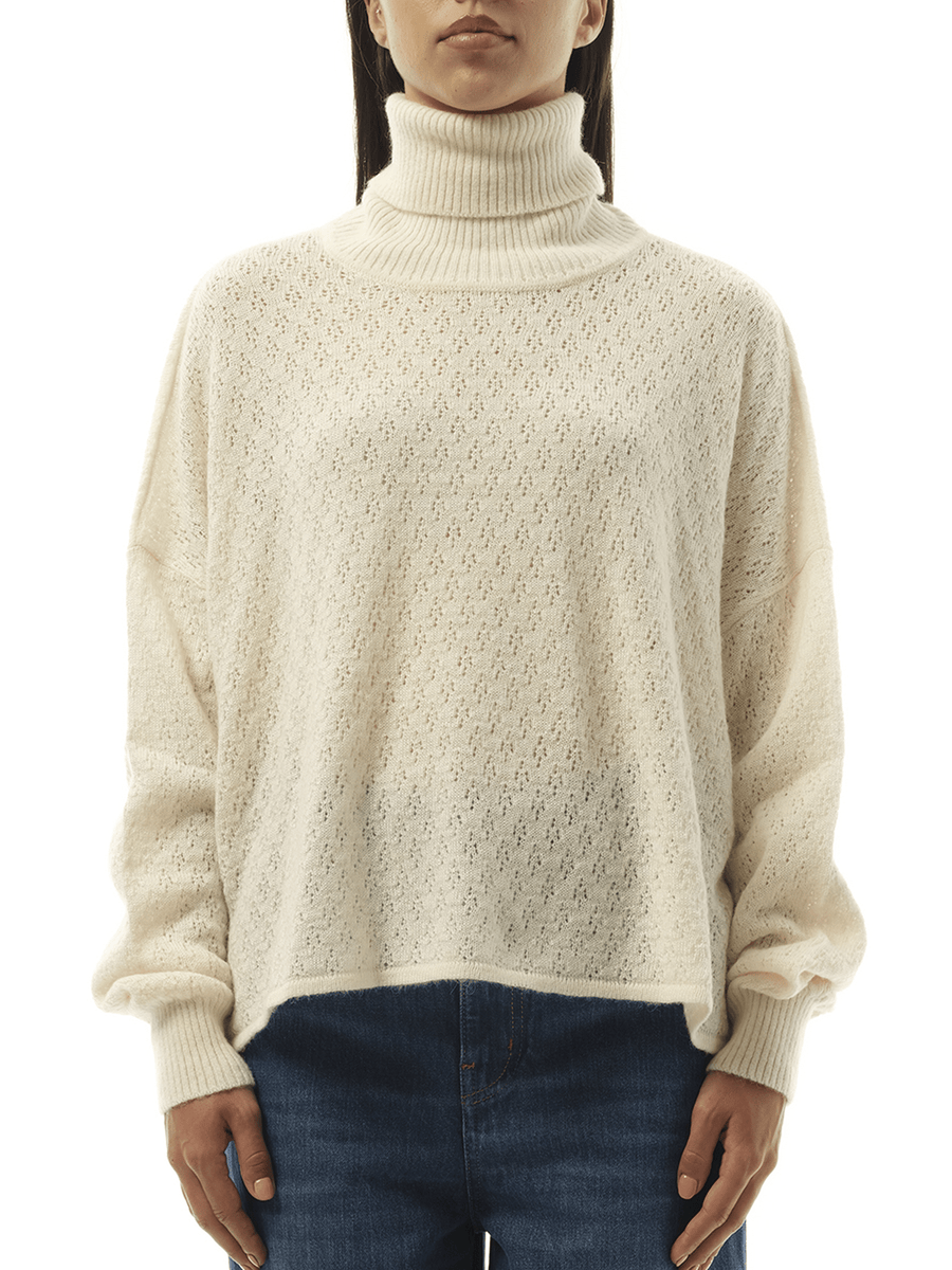 Chloe Fluffy Pointelle Sweater in Iconic Milk