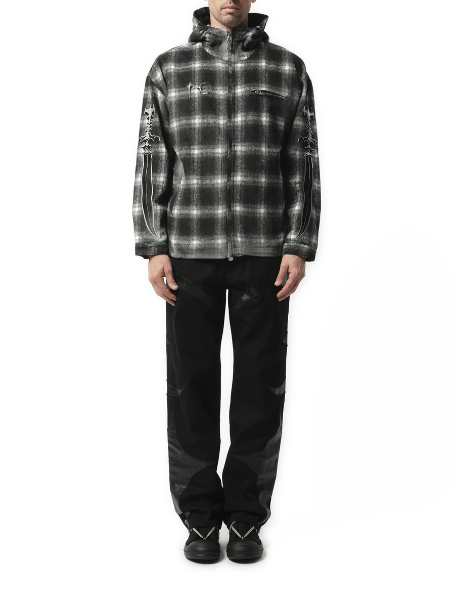 Thug Club Arab Sword Flannel Zip-up Jacket in Black