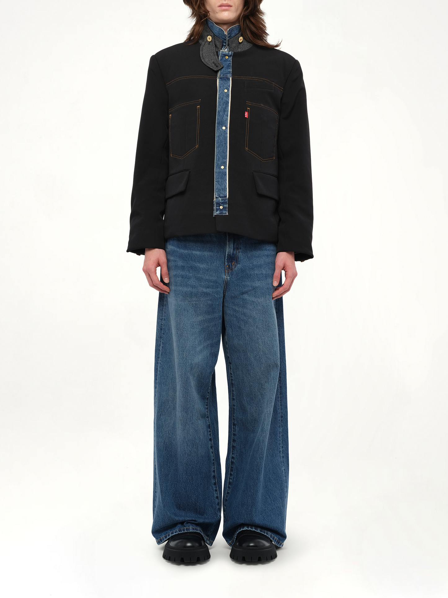 Levi's Denim x MatelasseTwill Reversible Blouson in Black/Blue